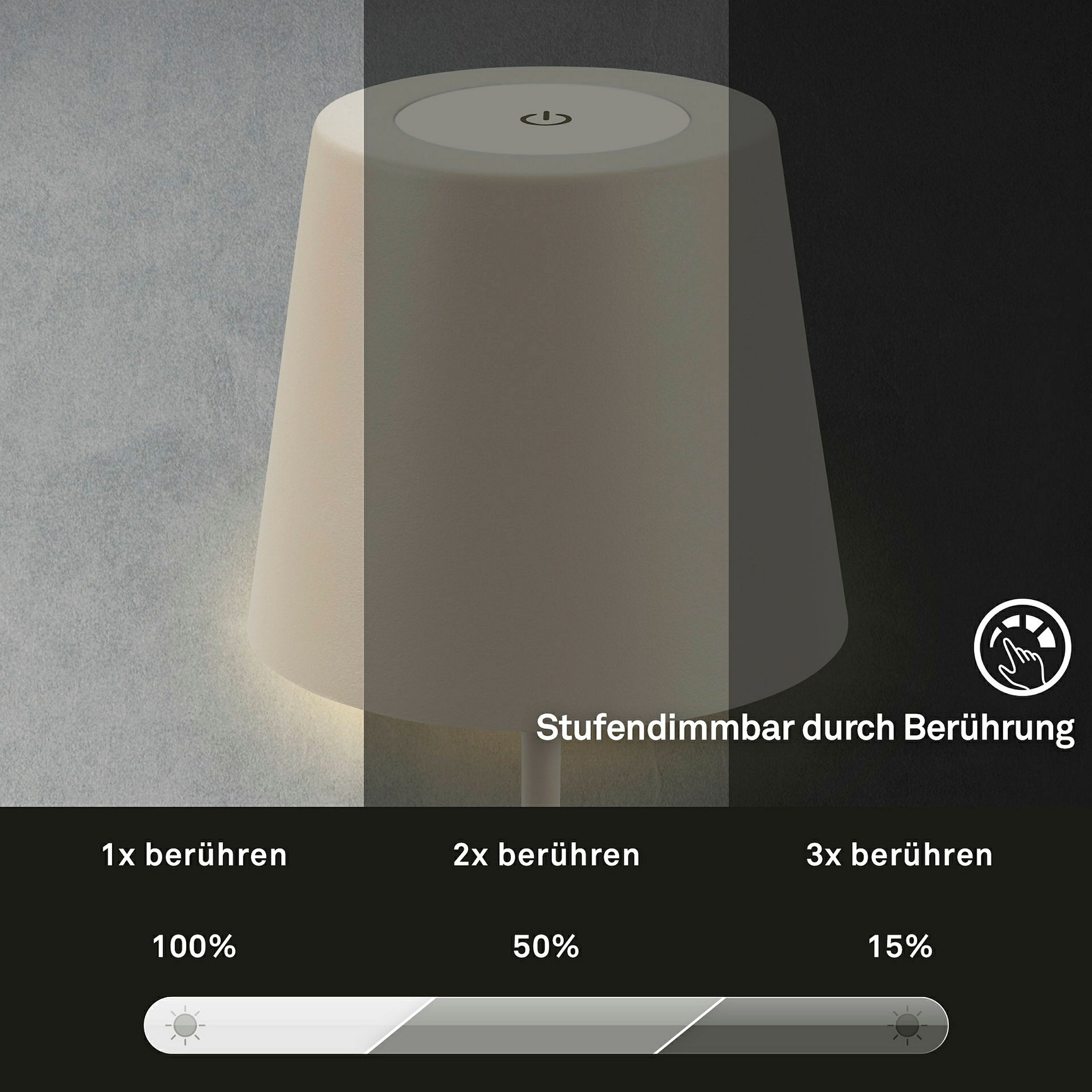 KIKI LED Akku Tischleuchte, IP44, 2,5W, Beige