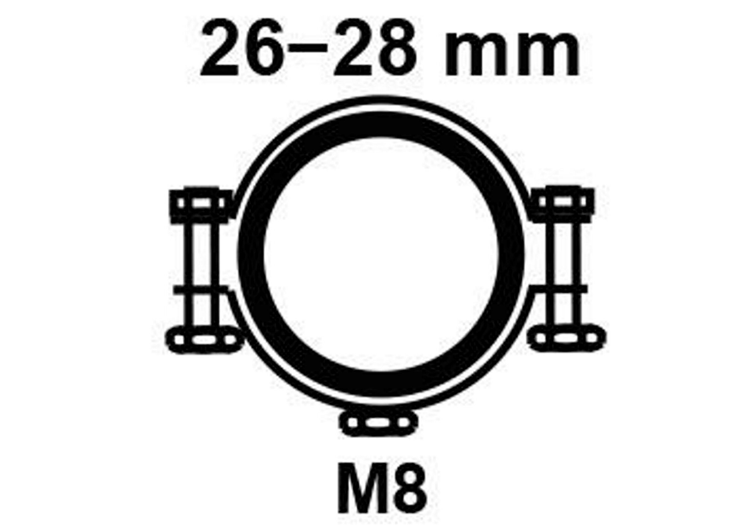 Rohrschelle, 26 mm - 28 mm, schallgedämmt, für 3/4'', mit M8 Gewindemuffe