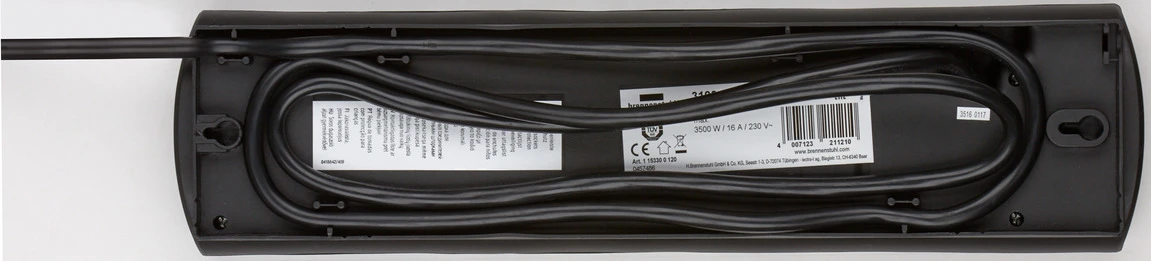 PRIMERA-LINE 10fach schwarz *DE* 2m H05VV-F3G15 - DUO mit 2 Schalter