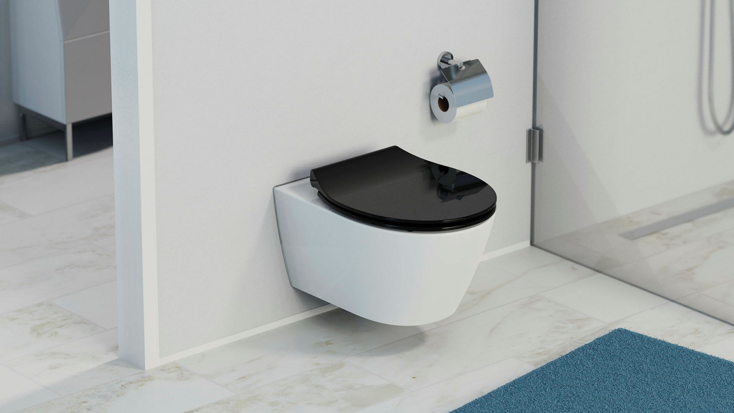 Duroplast WC-Sitz SLIM BLACK, mit Absenkautomatik und Schnellverschluss
