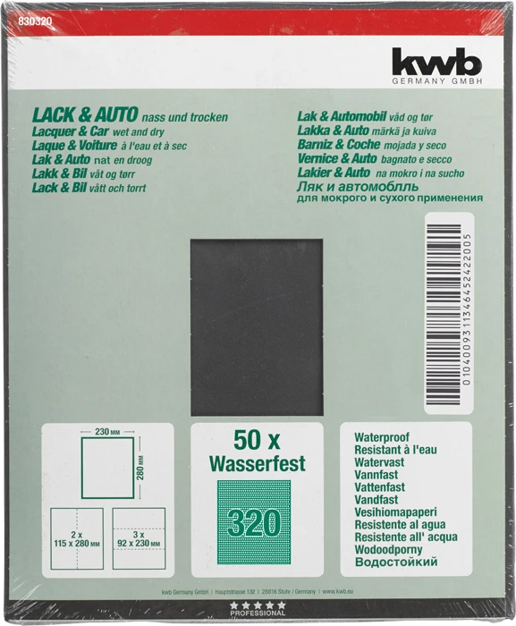 Schleifpapier LACK & AUTO, wasserfest, 230 x 280 mm, K 320