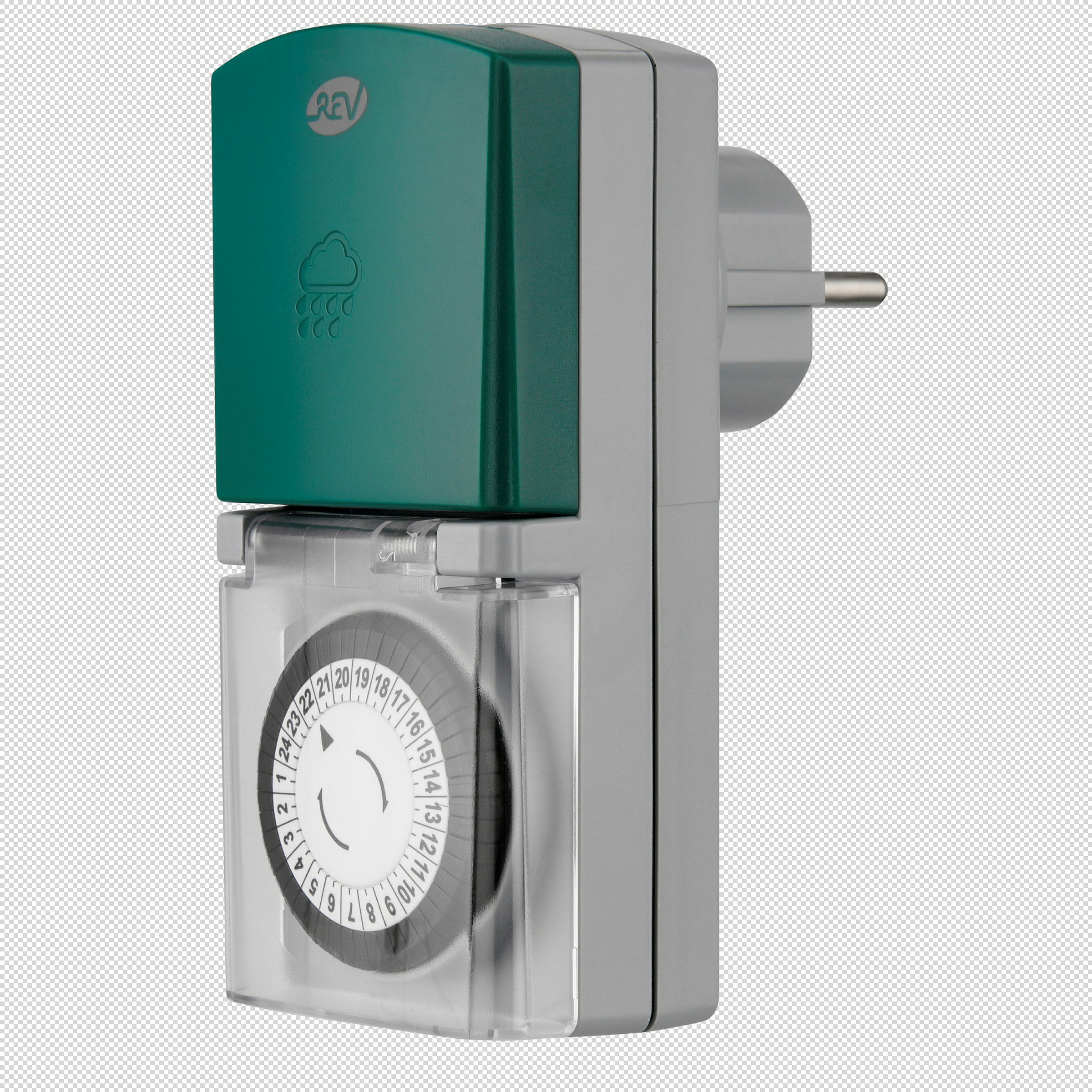 Zeitschaltuhr außen IP44 mechanisch Standard 48 Schaltzeiten grau-grün