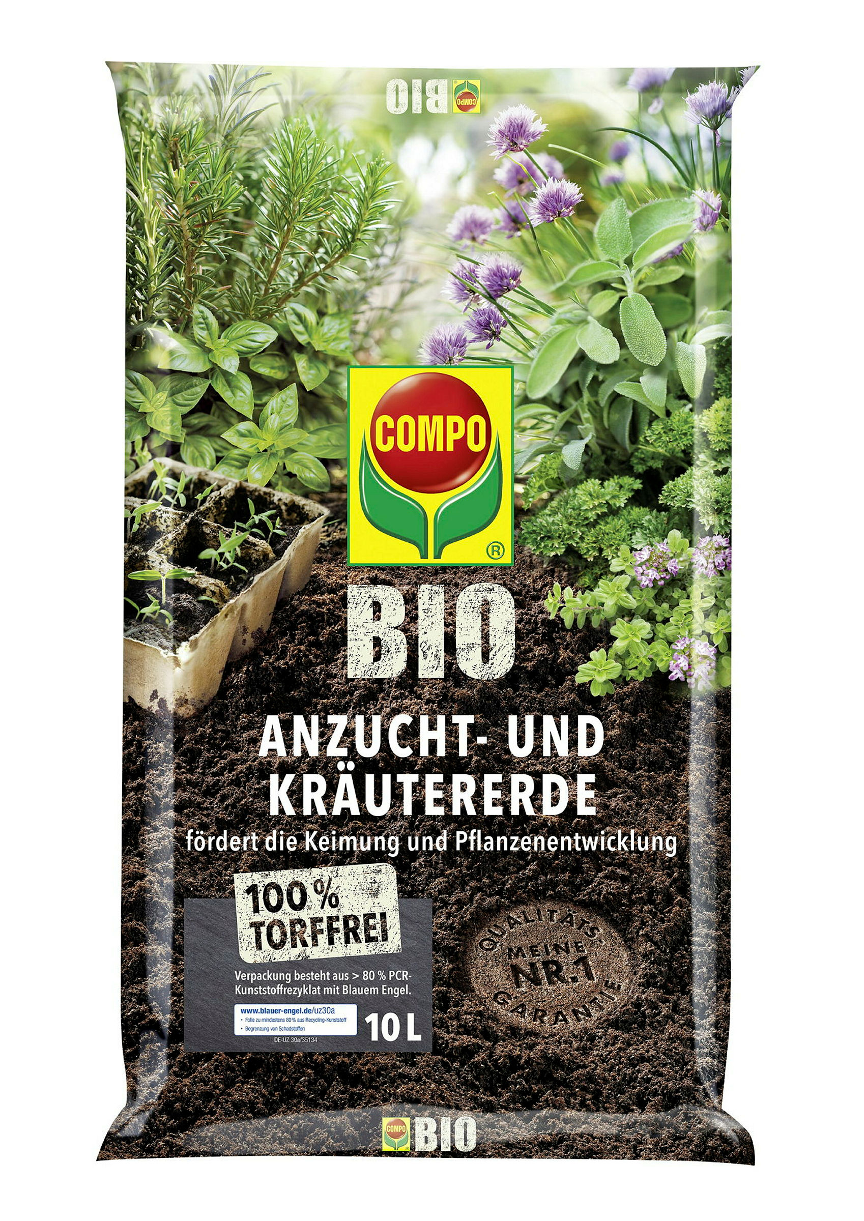 COMPO BIO Anzucht- und Kräutererde torffrei, 10 L