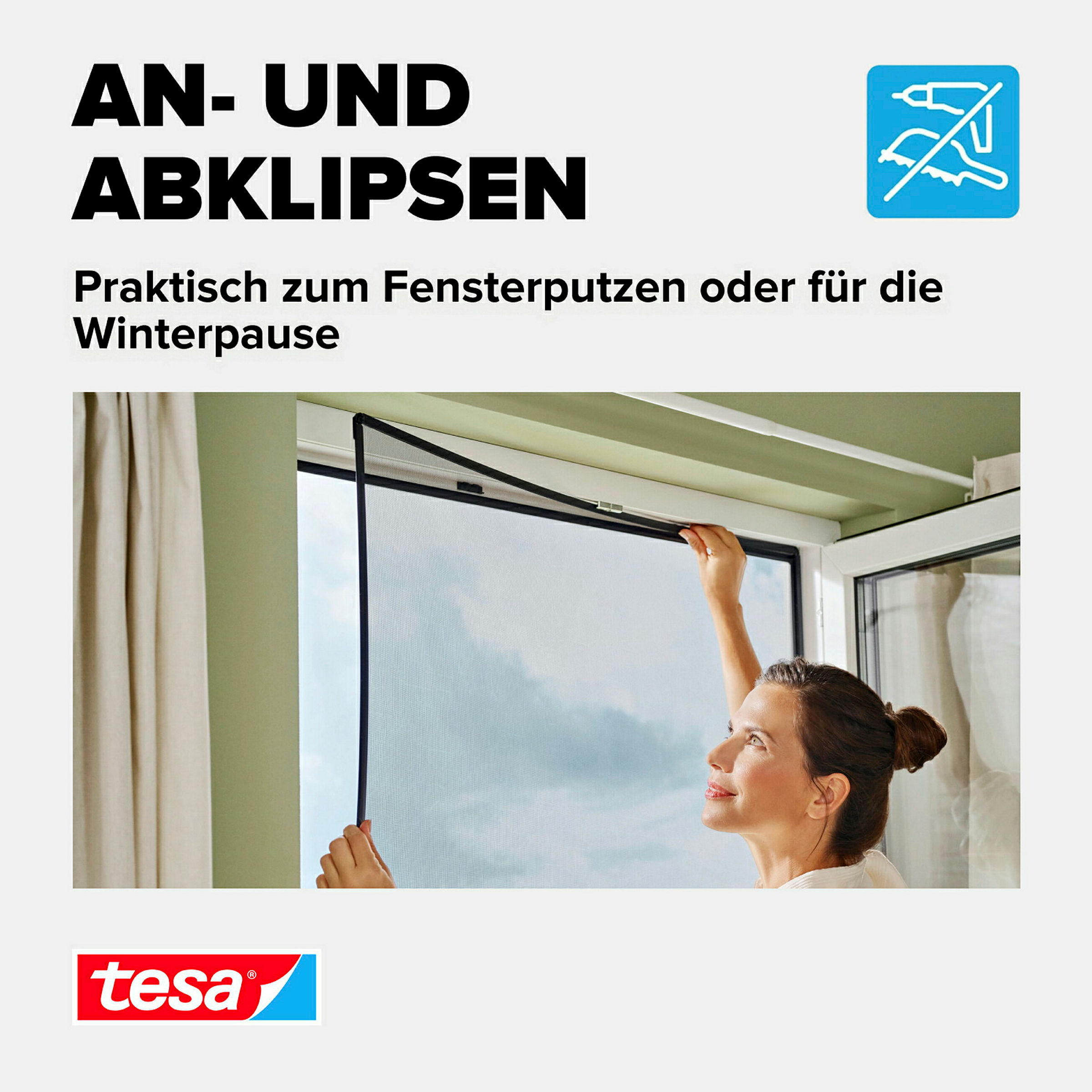 tesa® Anklipsrahmen Fliegengitter 1,00 m x 1,20 m