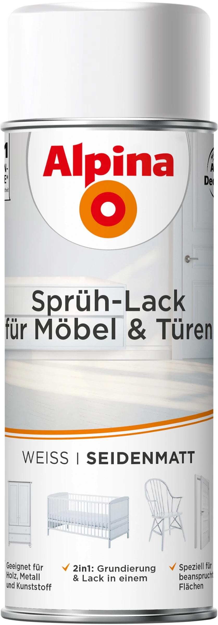 Alpina Sprüh-Lack für Möbel & Türen 400ml seidenmatt