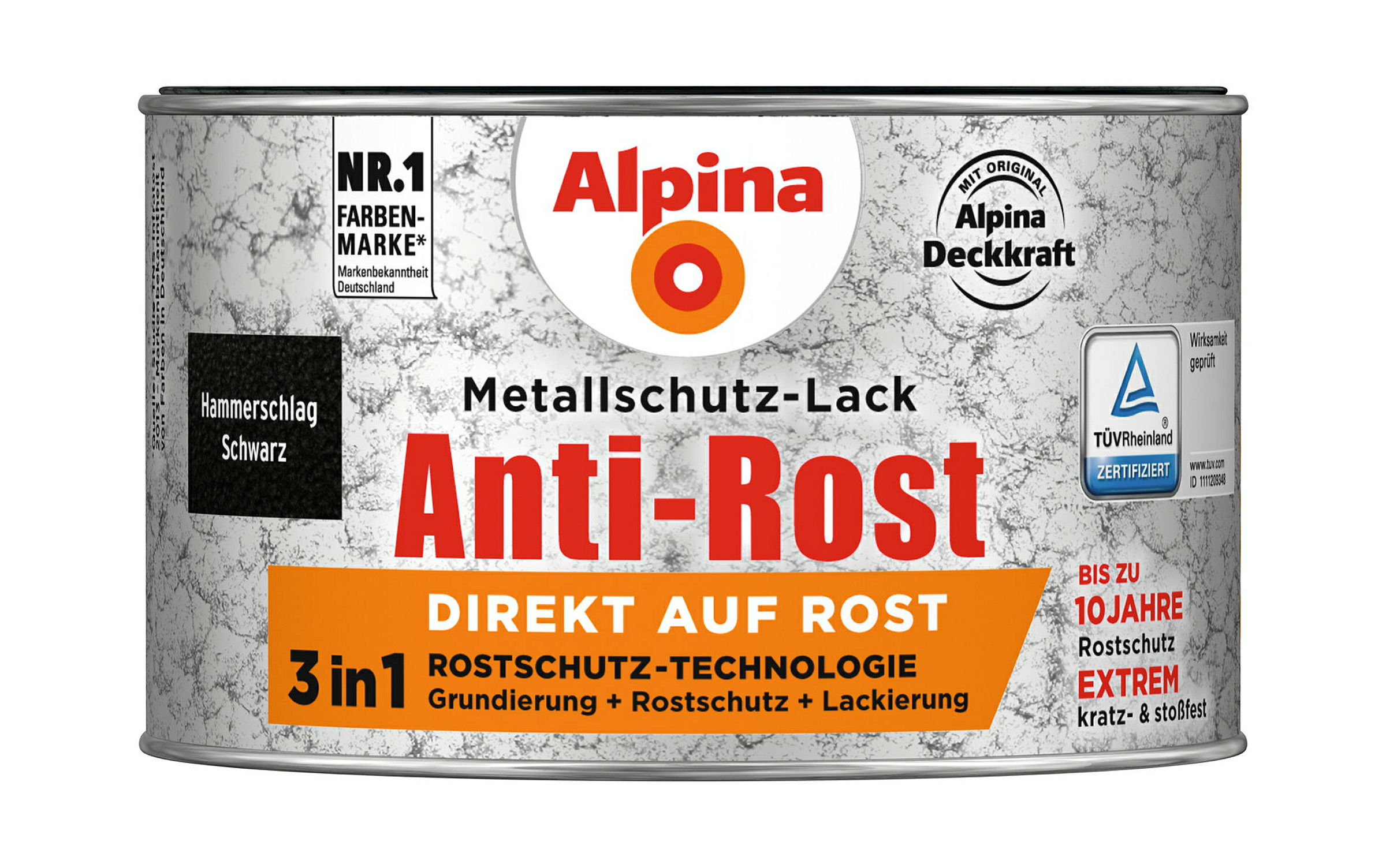 Alpina Metallschutzlack Anti-Rost Hammerschlag Schwarz 300ml