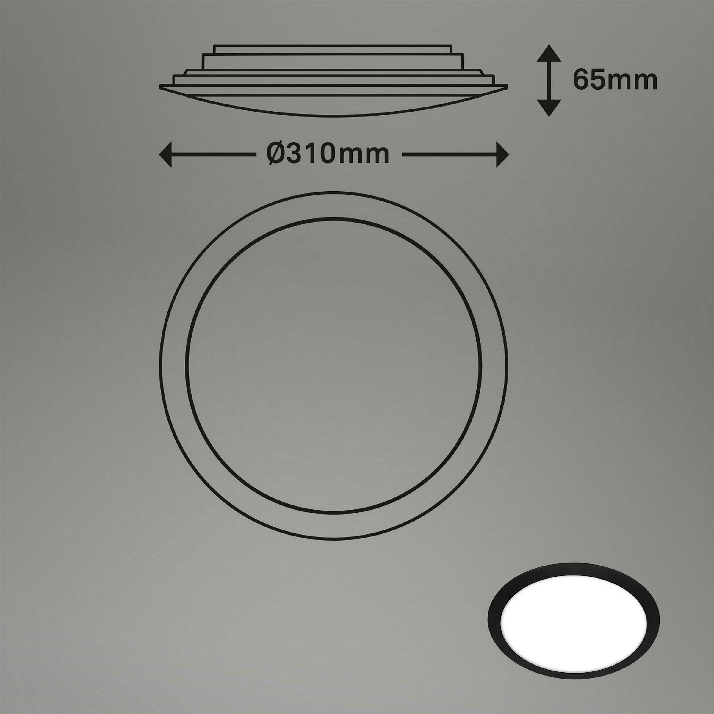 LED Deckenleuchte, schwarz, IP44, 1xLED/12W