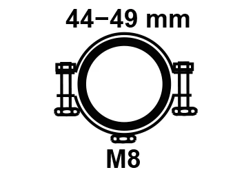 Rohrschelle, 44 mm - 49 mm, schallgedämmt, für 1 1/2'', mit M8 Gewindemuffe