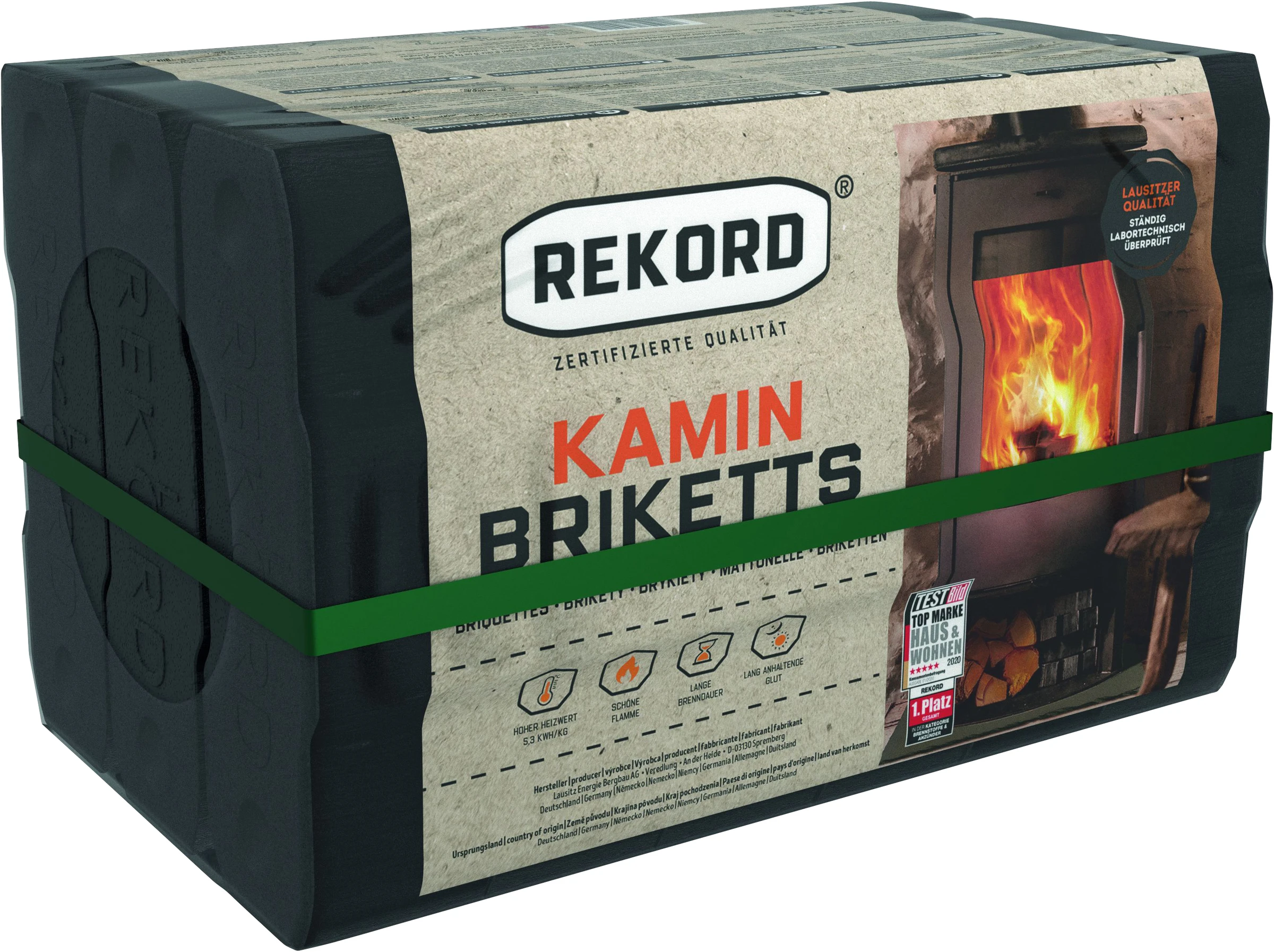 Braunkohlenbriketts REKORD sind der hochwertige Brennstoff. Sie sind heizst
