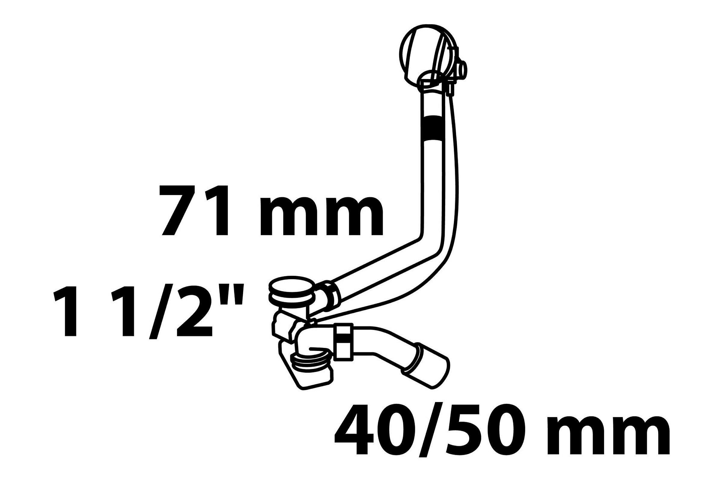 ECO-SAVE KS Wannen-Ab- und Überlaufgarnitur, Grau, 1 1/2'' x 40/50 mm, mit
