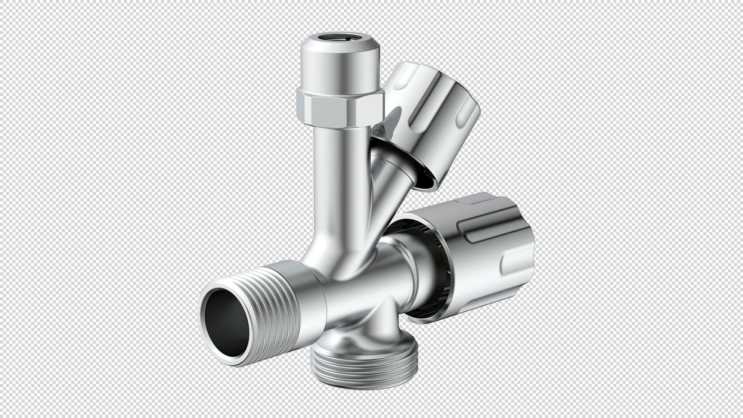 Geräte-Eckventil, Chrom, 1/2''AG x 3/4''AG x 3/8''AG x 10 mmQ