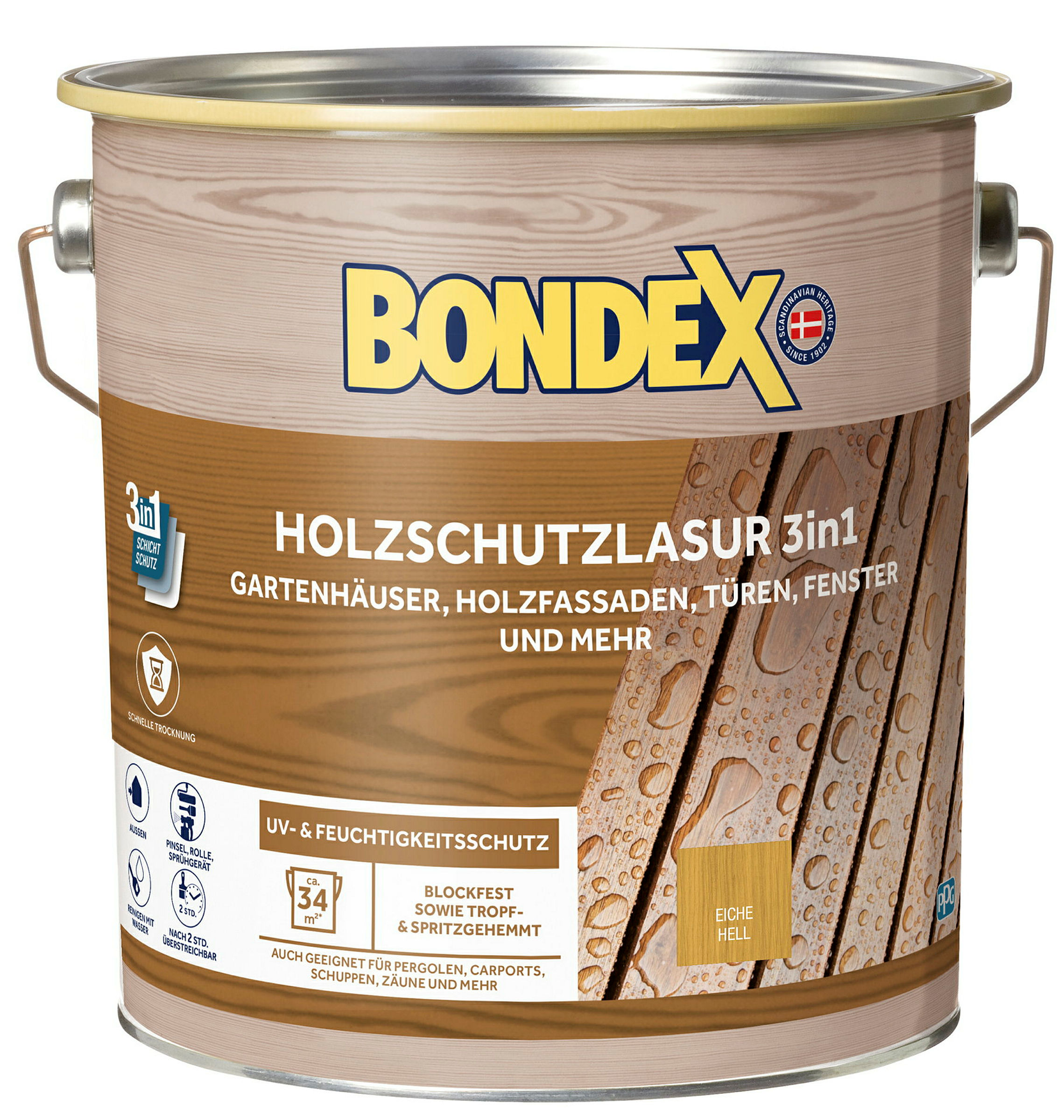 BONDEX Holzlasur Für Aussen 3in1 eiche hell 4L
