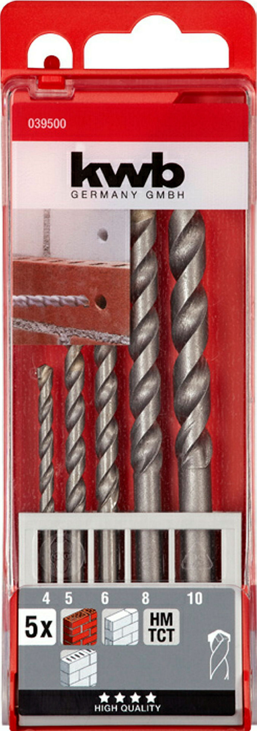 Steinbohrersatz, 5-tlg., ø 4, 5, 6, 8, 10 mm