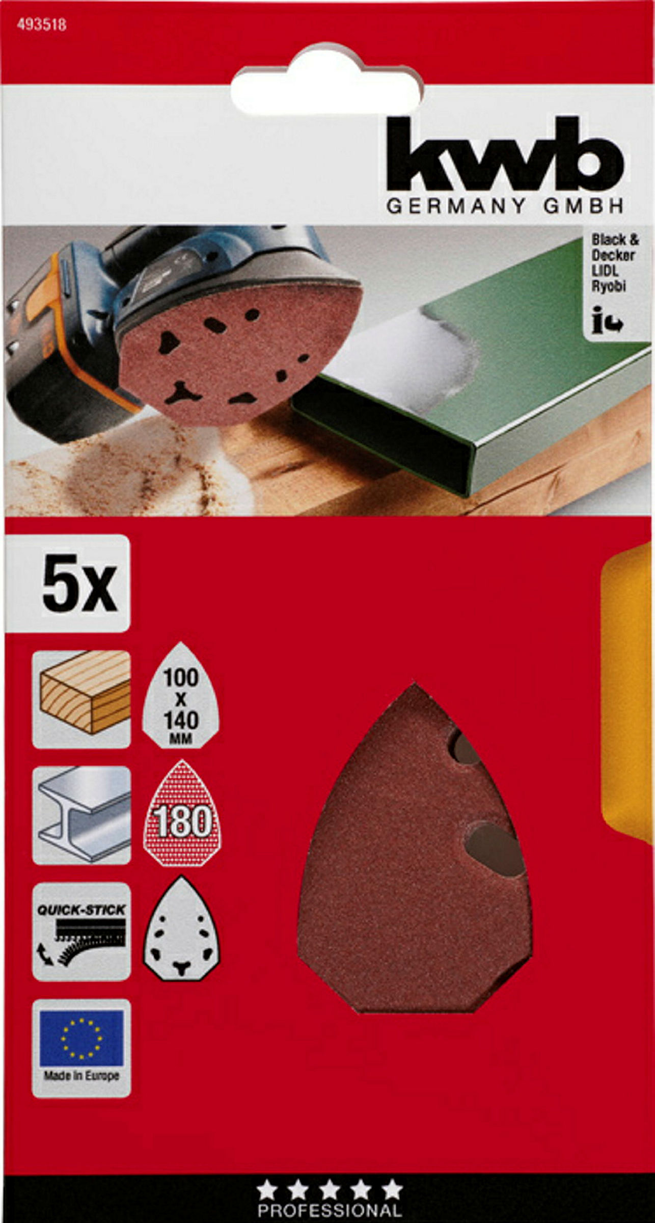 Haft-Schleifdreiecke, HOLZ & METALL, 100 x 140 mm, K 180