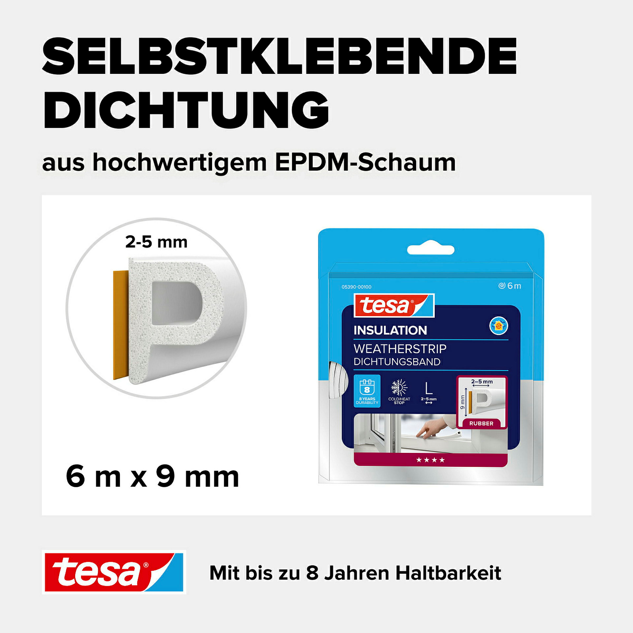 tesamoll® P-Profil weiß, für Spalten von 2-5mm