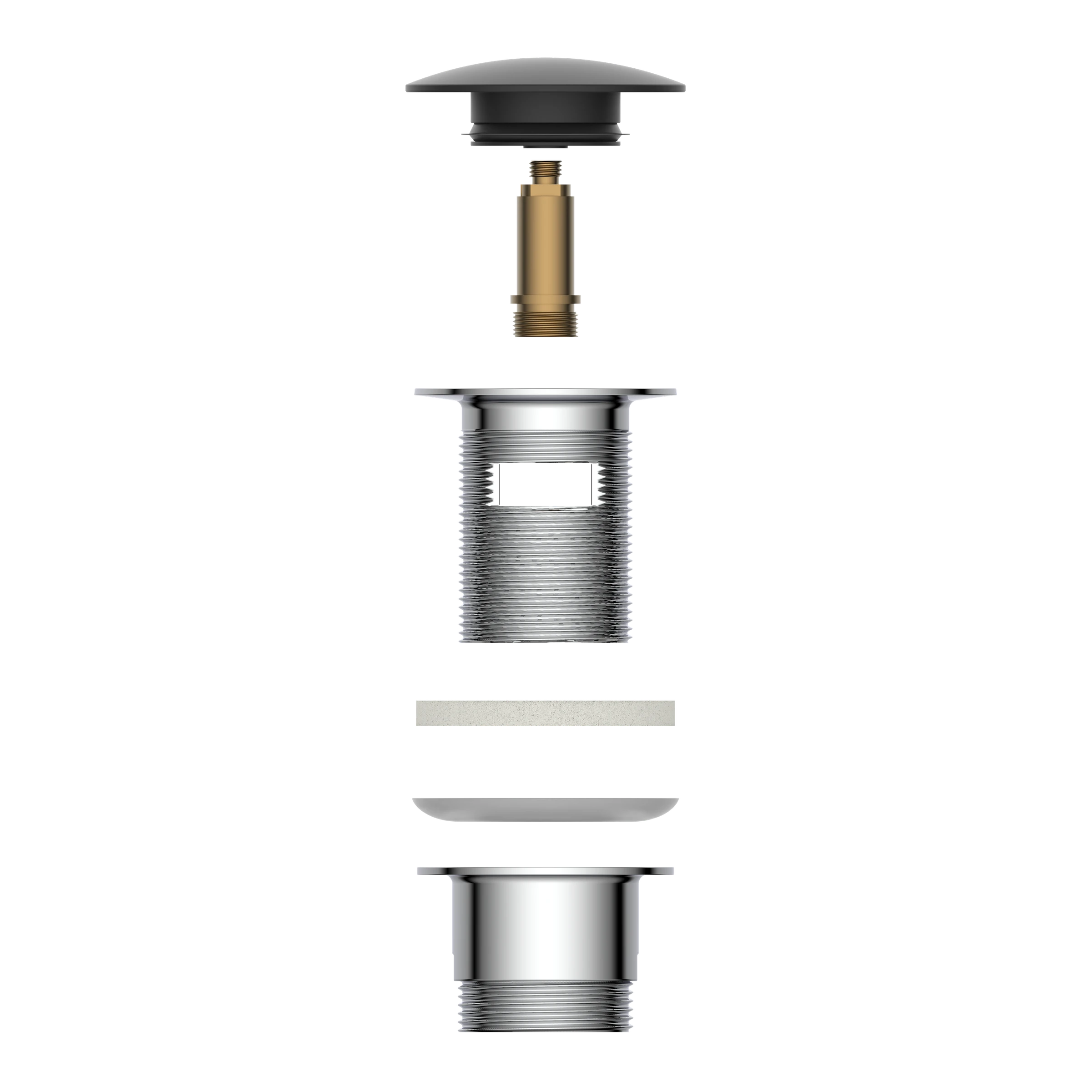 Design-Ablaufventil, Kappe Schwarz matt, 1 1/4'' x 65 mm, mit Überlauf
