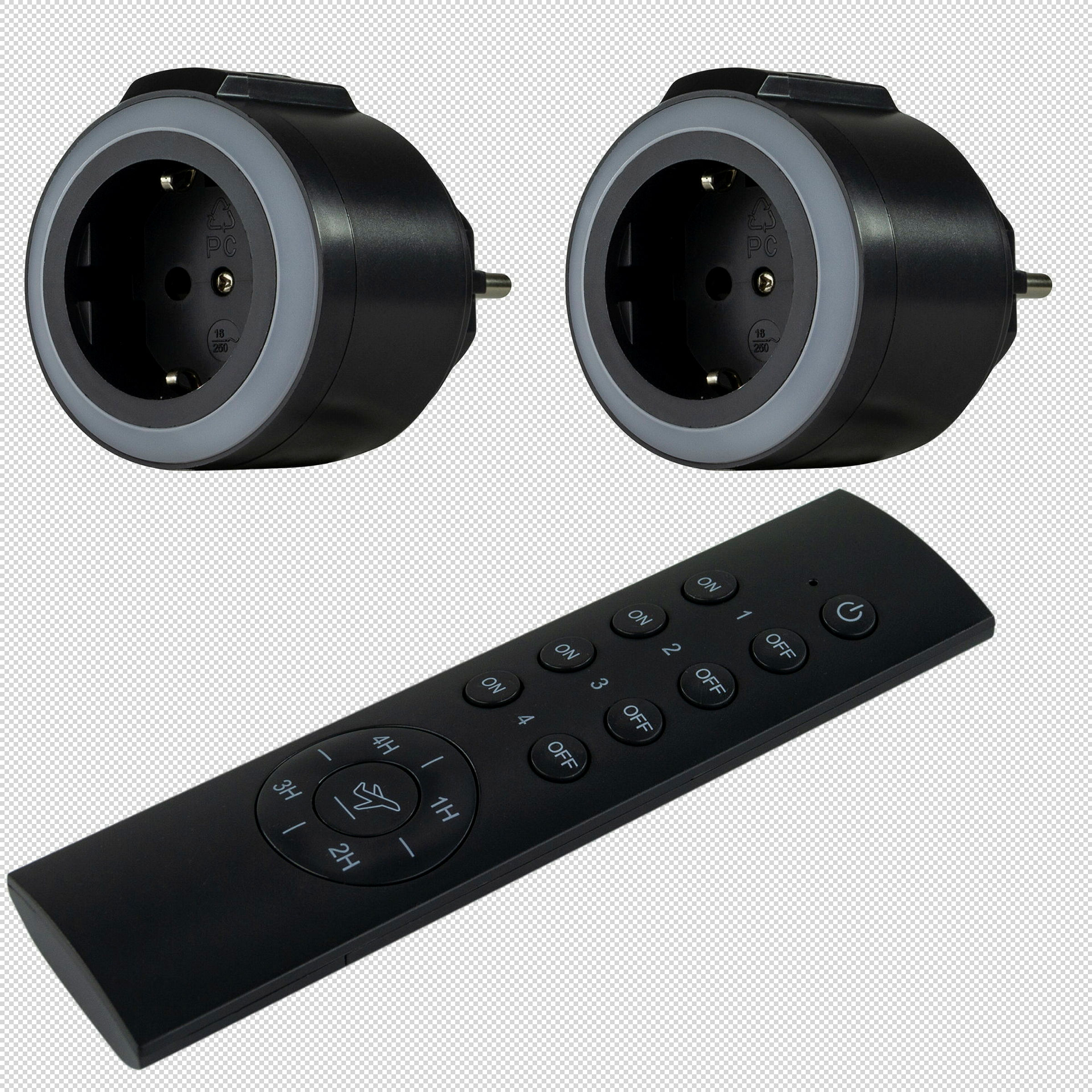 Funkschalt-Set Comfort 2+1 m.Fernbedienung, LED & Countdown, anthrazit