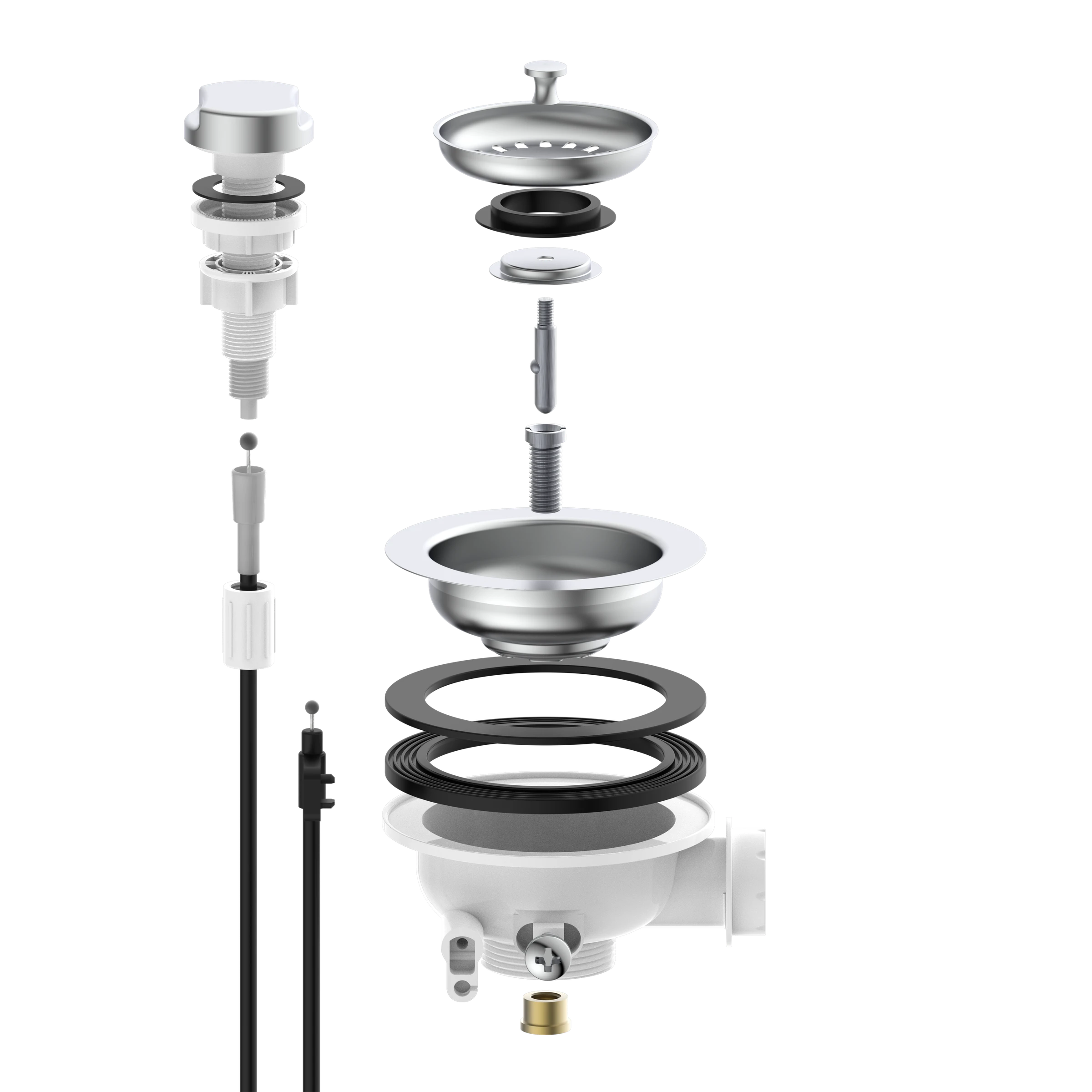 KS Korbventil Bowdenzug, 1 1/2''AG, Edelstahl-Ventilkelch und Sieb Ø114 mm,