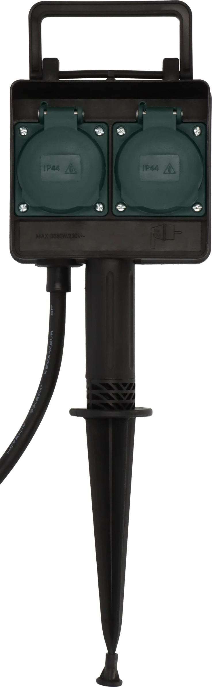 Gartensteckdose mit Erdspiess 2-Fach 14m Kabel H07RN-F3G15