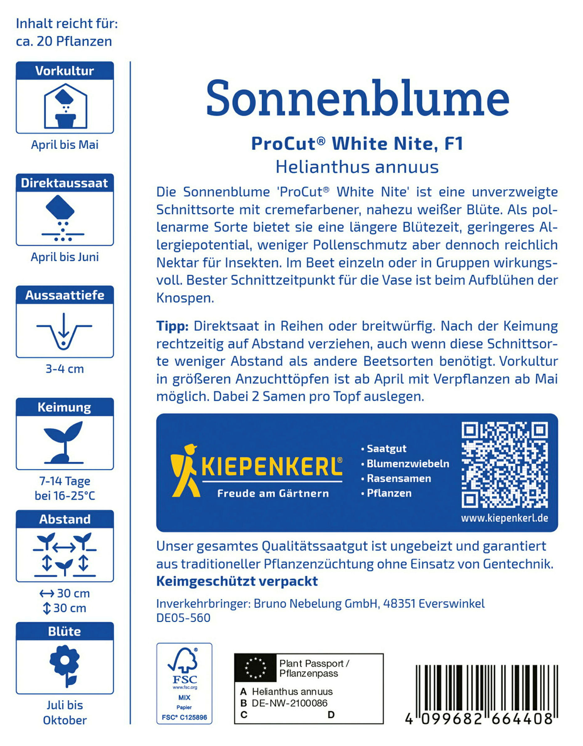 Kiepenkerl Sonnenblume ProCut® White Nite, F1