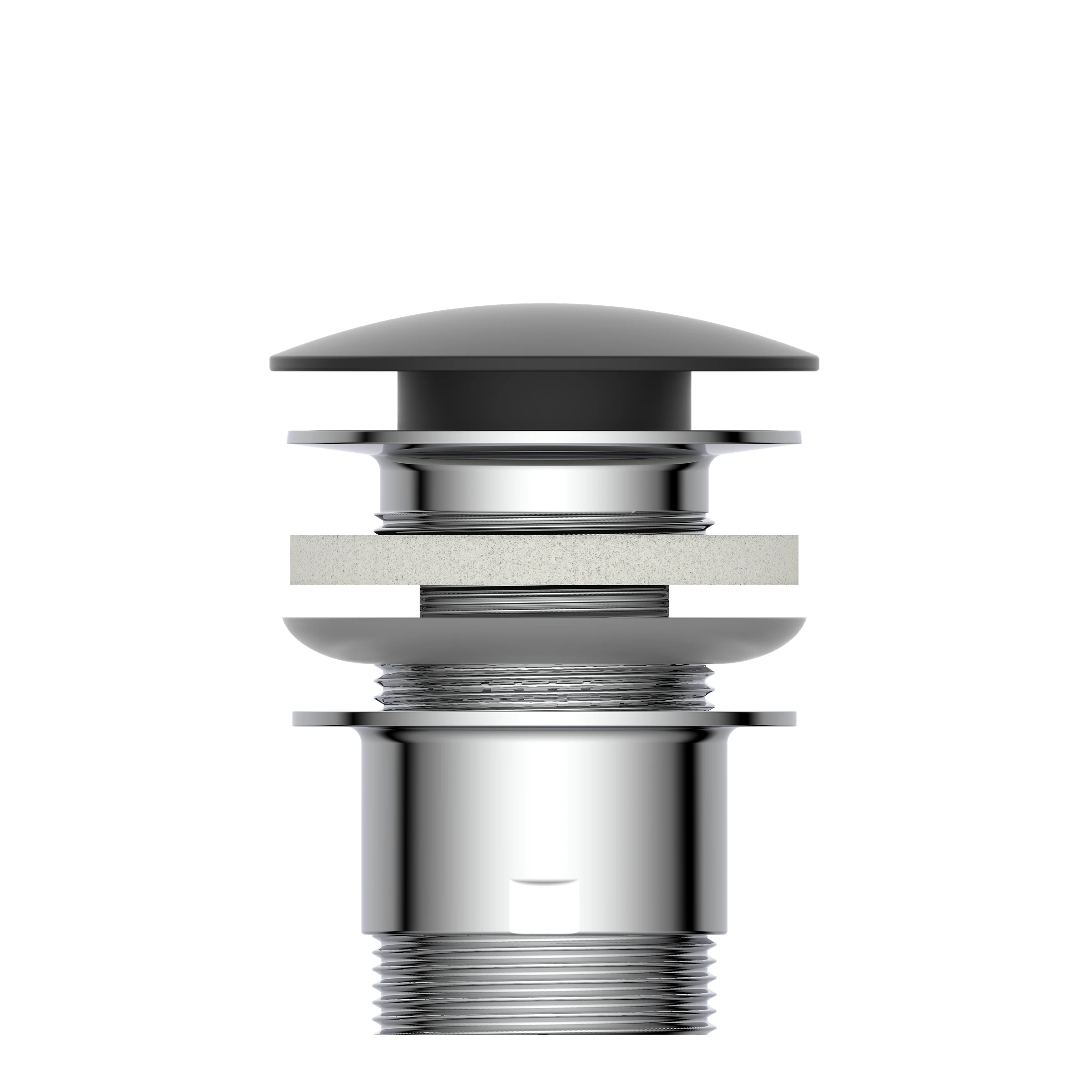 Design-Ablaufventil, Kappe Schwarz matt, 1 1/4'' x 65 mm, mit Überlauf