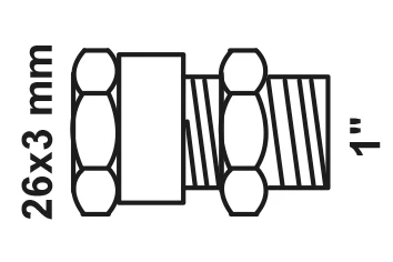 MS Übergangsstück, blank, 26 mm x 1''AG, Klemmfitting für MSVR