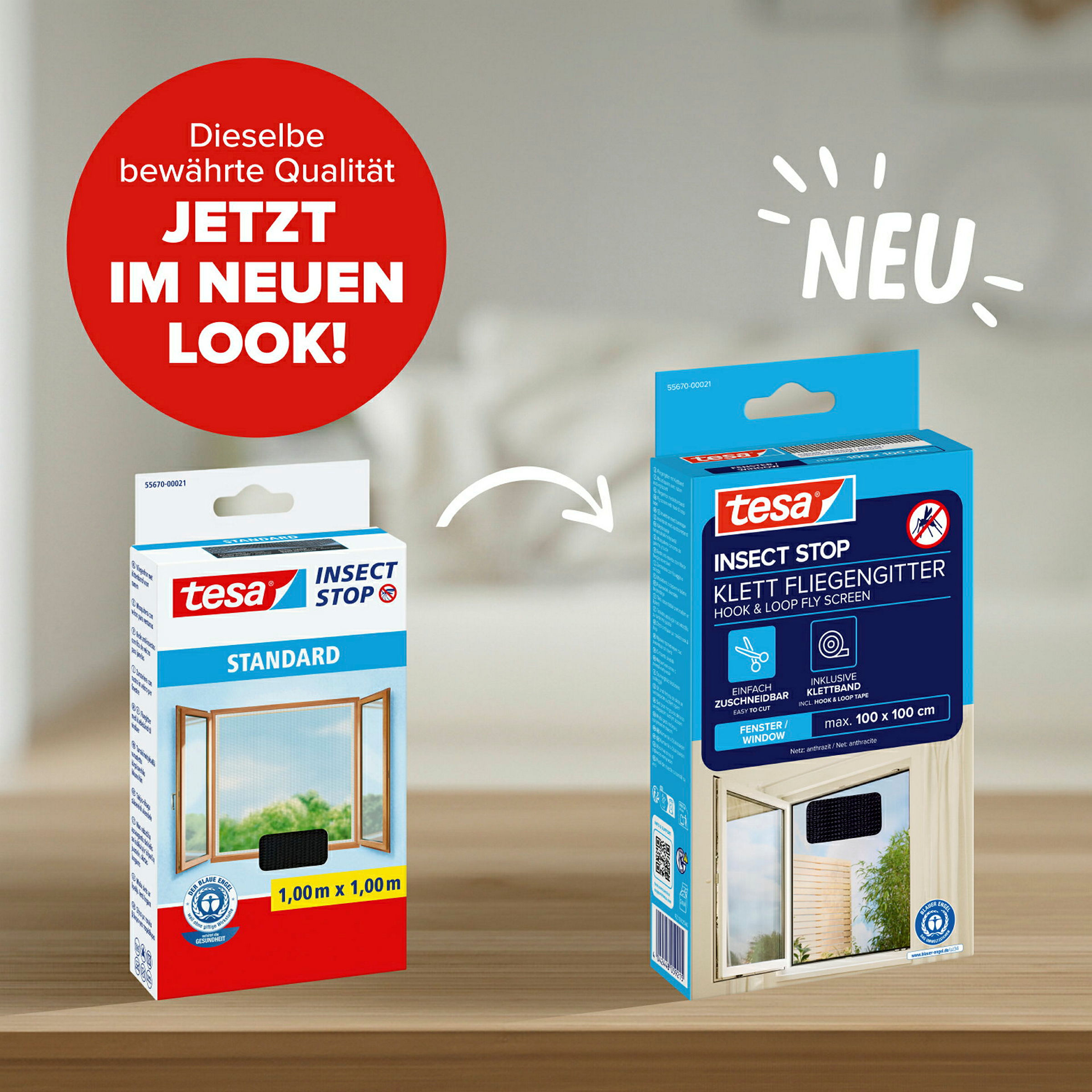 tesa® Fliegengitter Standard Klettband für Fenster, anthrazit