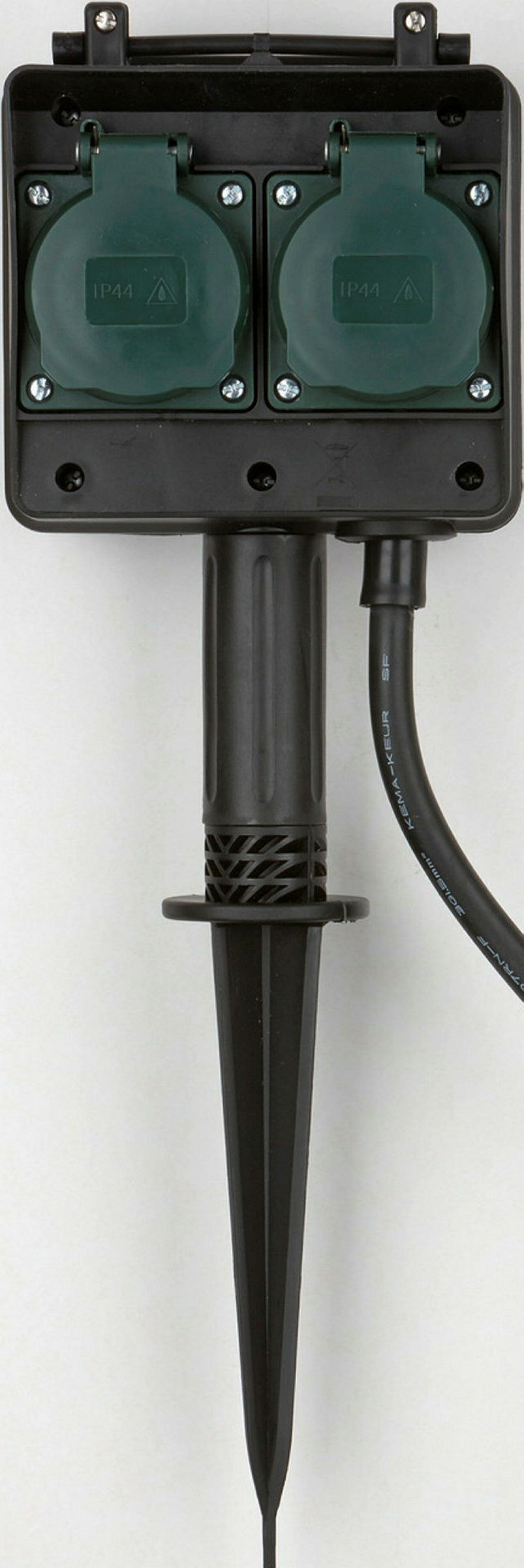 Gartensteckdose mit Erdspiess 4-Fach 10m Kabel H07RN-F3G1,5
