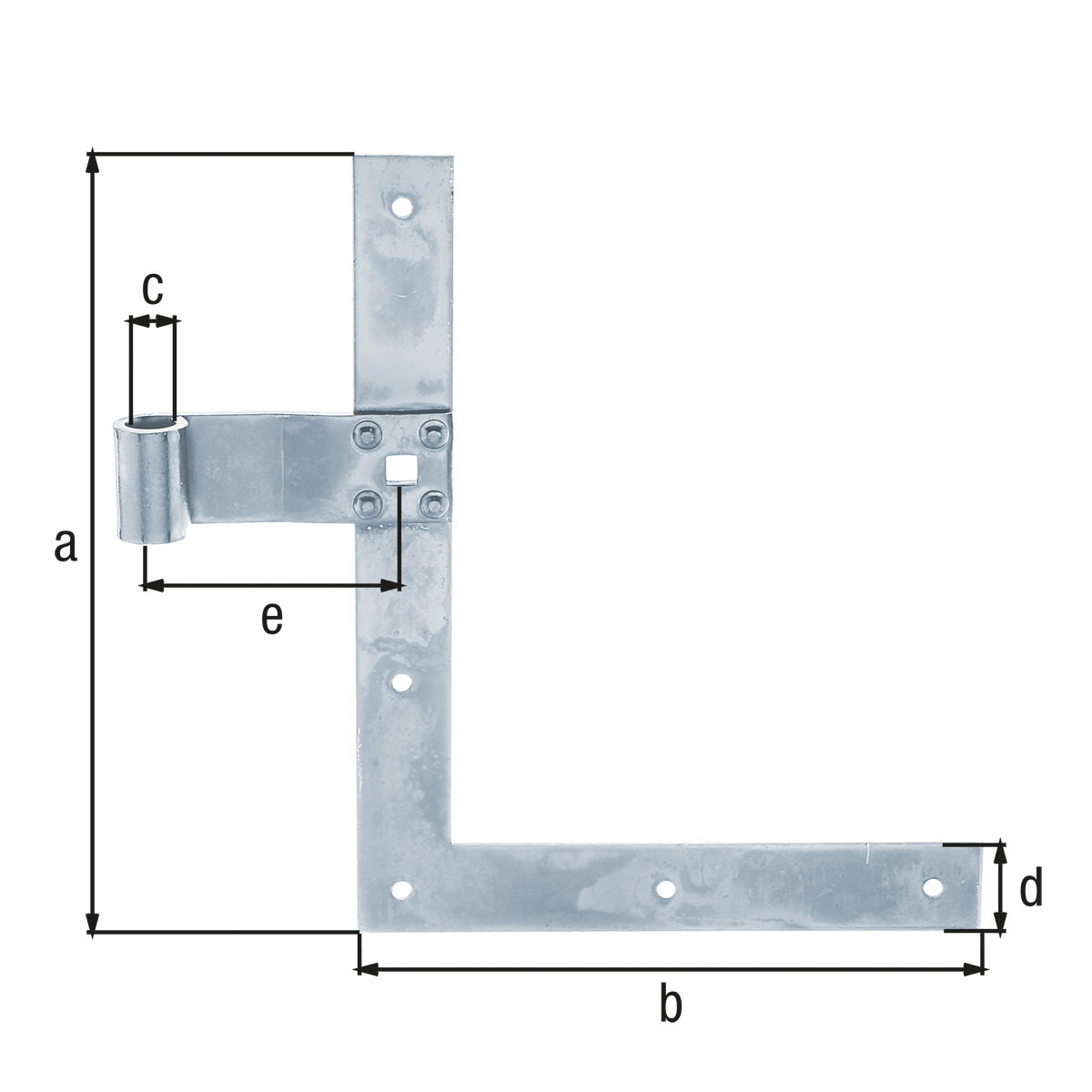 Fensterladen-Winkelband derade Abschluss gerade 250x200Ø13 oben verzinkt