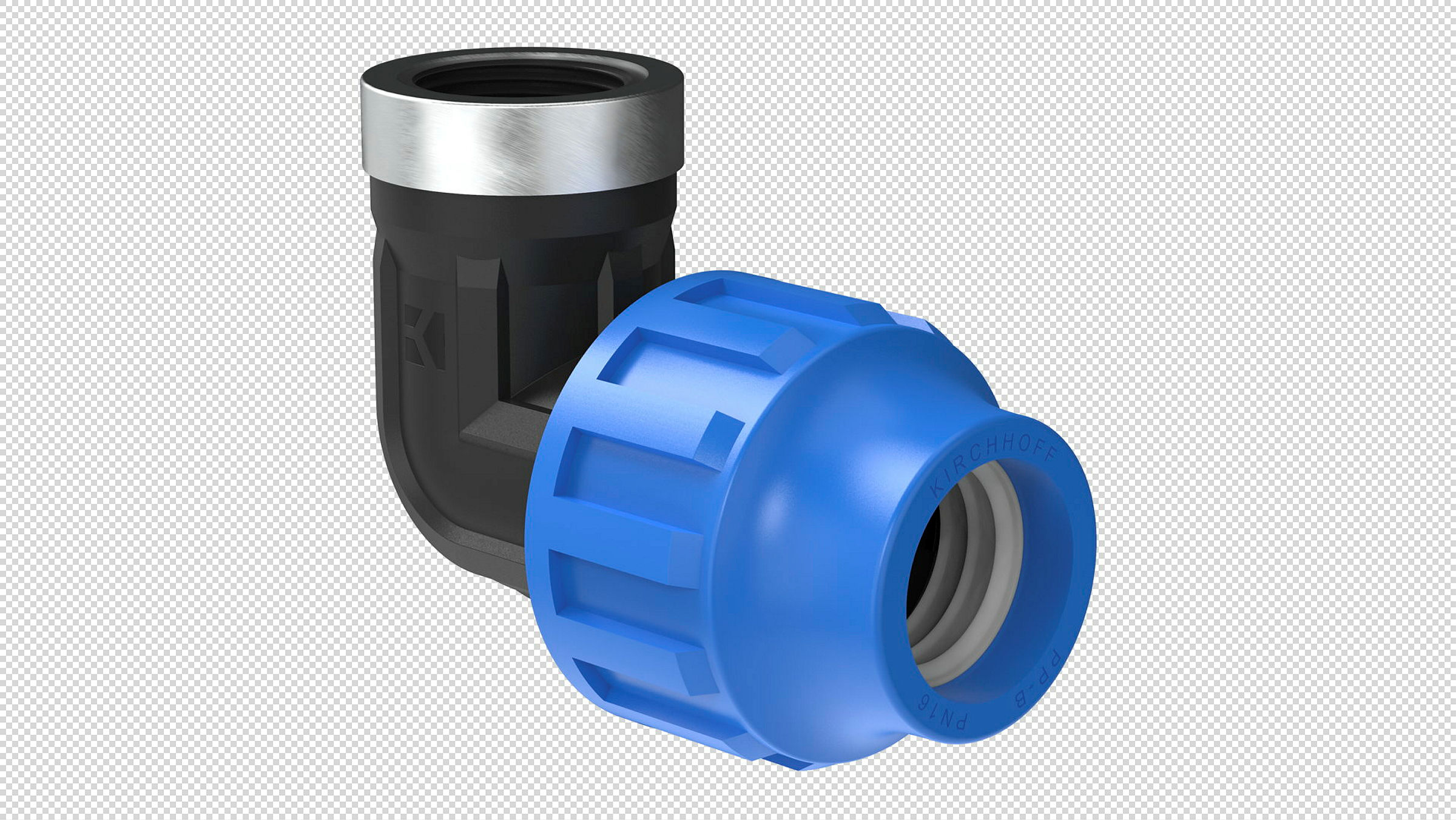 PP Winkel 90°, 32 mm x 3/4''IG, Klemmfitting für HDPE