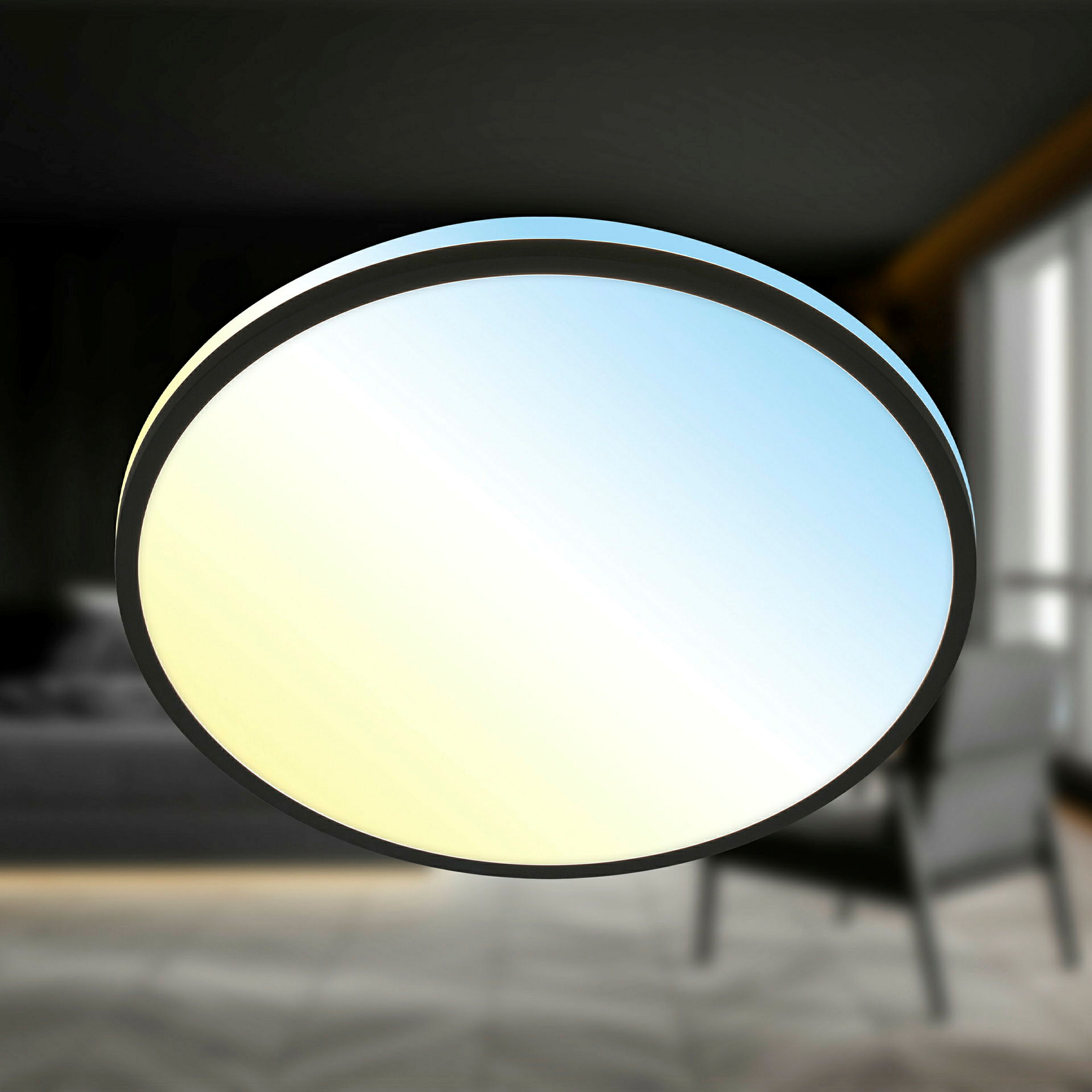 LANA CCT LED Deckenleuchte, Schwarz, LED / 22W