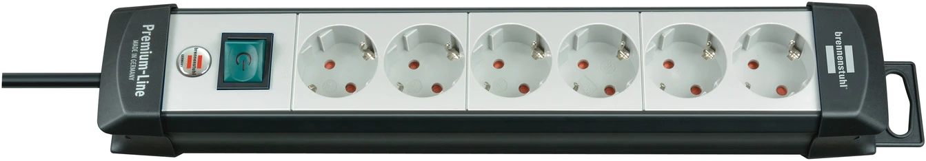 Premium-Line 6fach sw/ligrau *DE* 5m H05VV-F3G15 mit Schalter