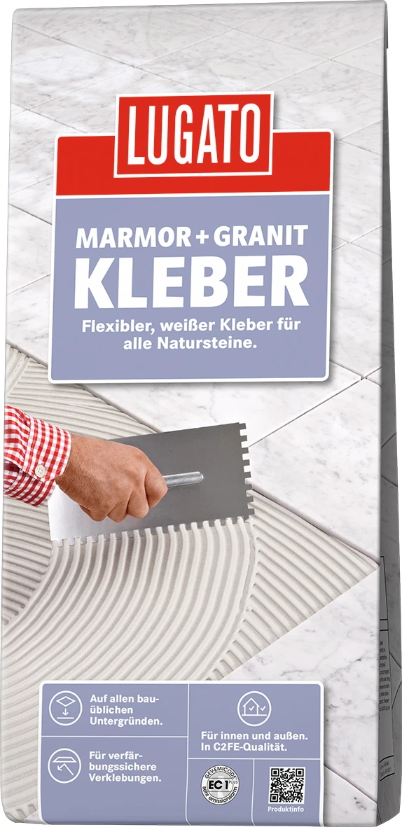 Weißer Natursteinkleber mit schneller Wasserbindung