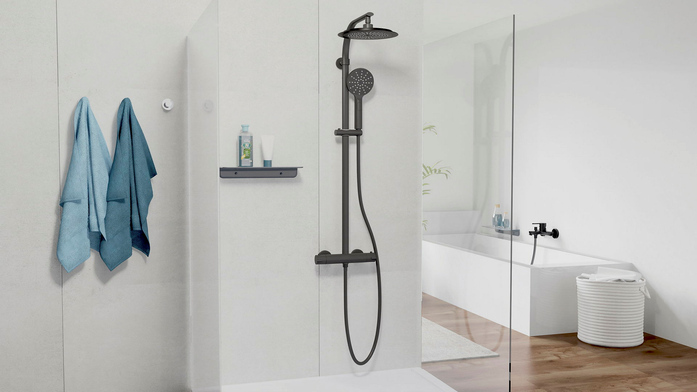 MADURA FRESH Überkopfbrause-Set, Schwarz matt