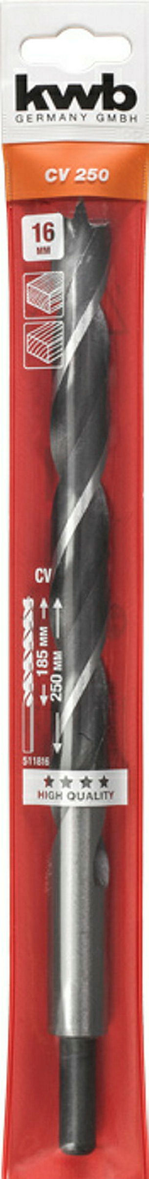Balkenbohrer, Holzspiralbohrer, extra lang, 250 mm, ø 16.0 mm