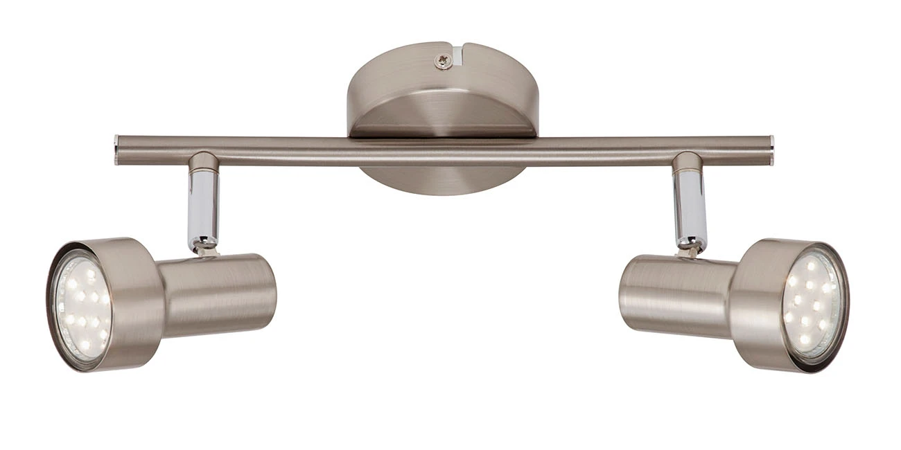 LED Deckenleuchte, matt-nickel, 2xLED/GU10/2,9W