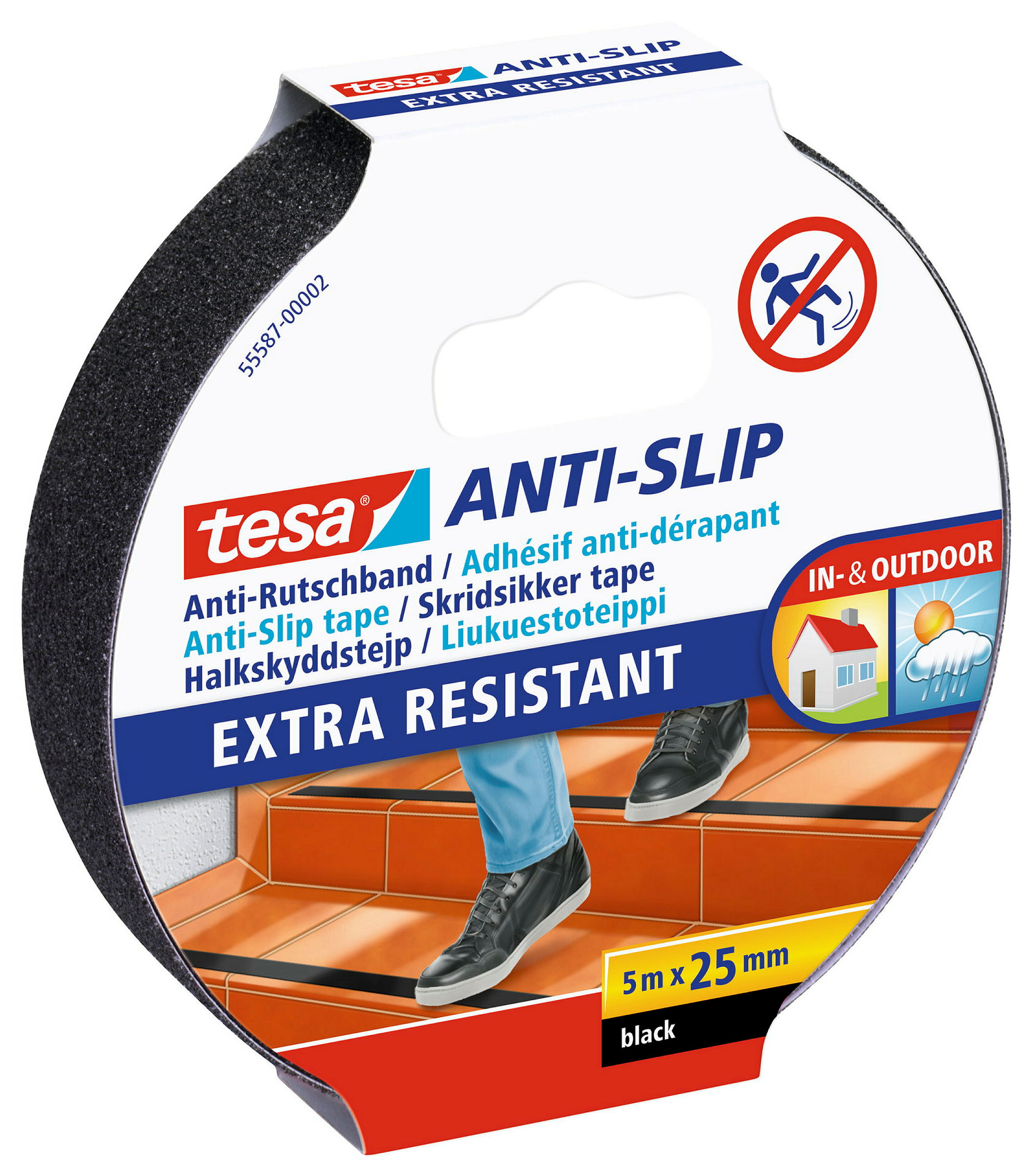 tesa® Anti Rutschband schwarz, 5 m : 25 mm