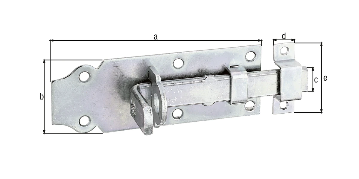 Schlossriegel, ger. m.Schlaufe 100x44x16 mm, vz-disp.