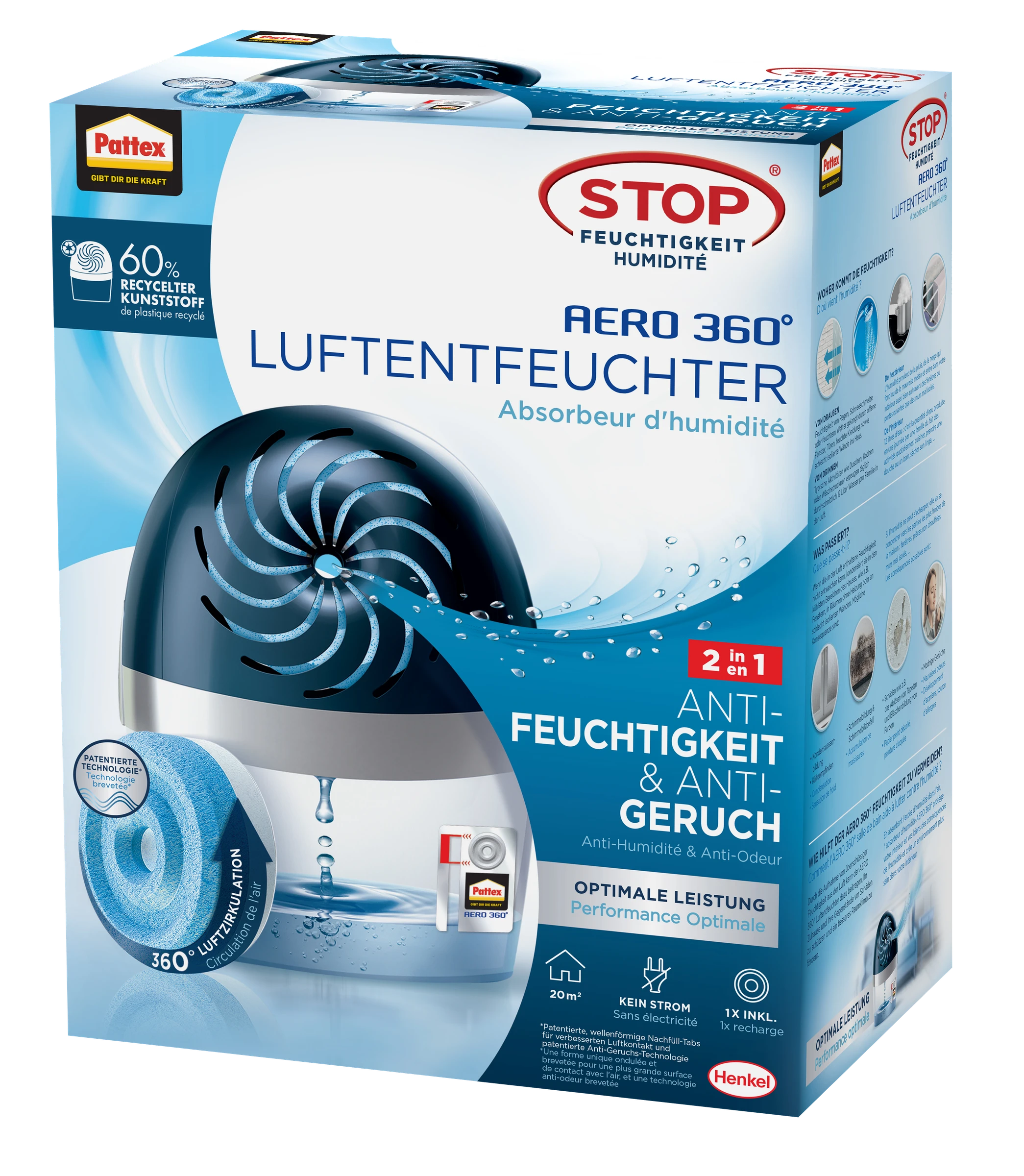 Pattex Aero360 Luft- Entfeuchter 450 g blau