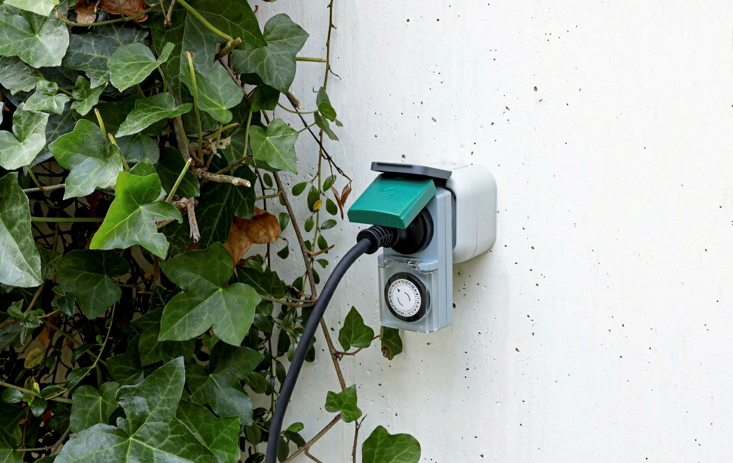Zeitschaltuhr außen IP44 mechanisch Standard 48 Schaltzeiten grau-grün