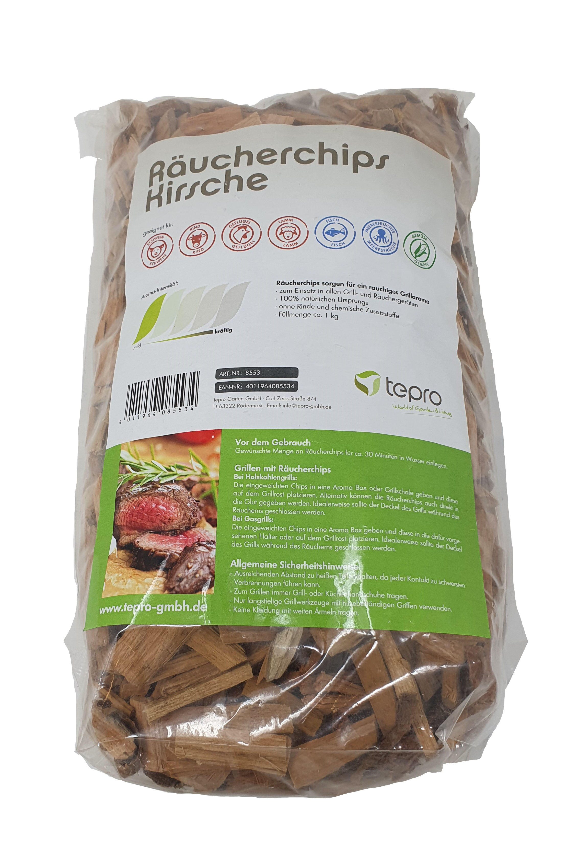 Aromatischer Grillgenuss durch die Räucherchips Kirsche von tepro.