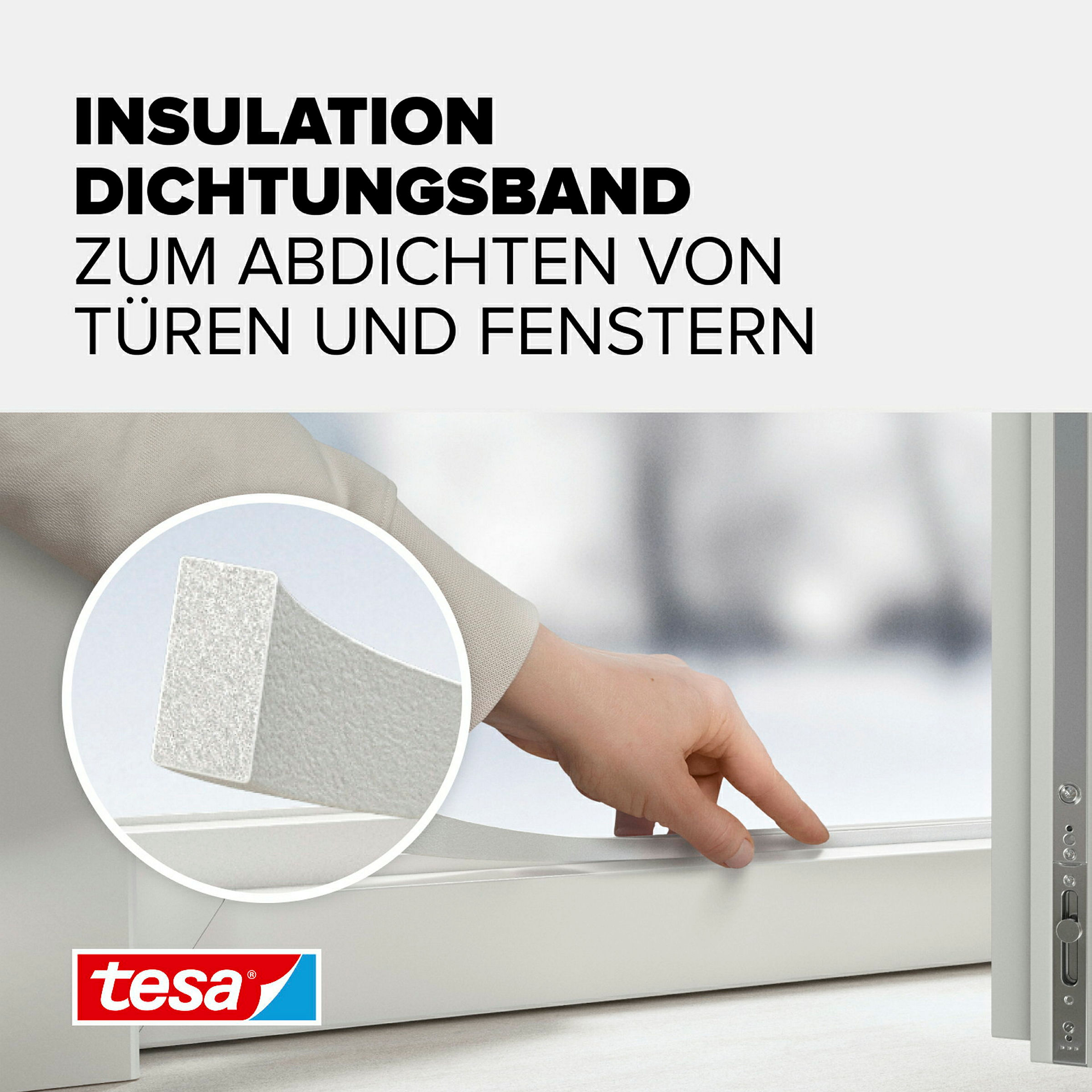 tesamoll® Schaumstoffdichtung für Fenster und Türen, weiß, 6m x 15mm x 6mm