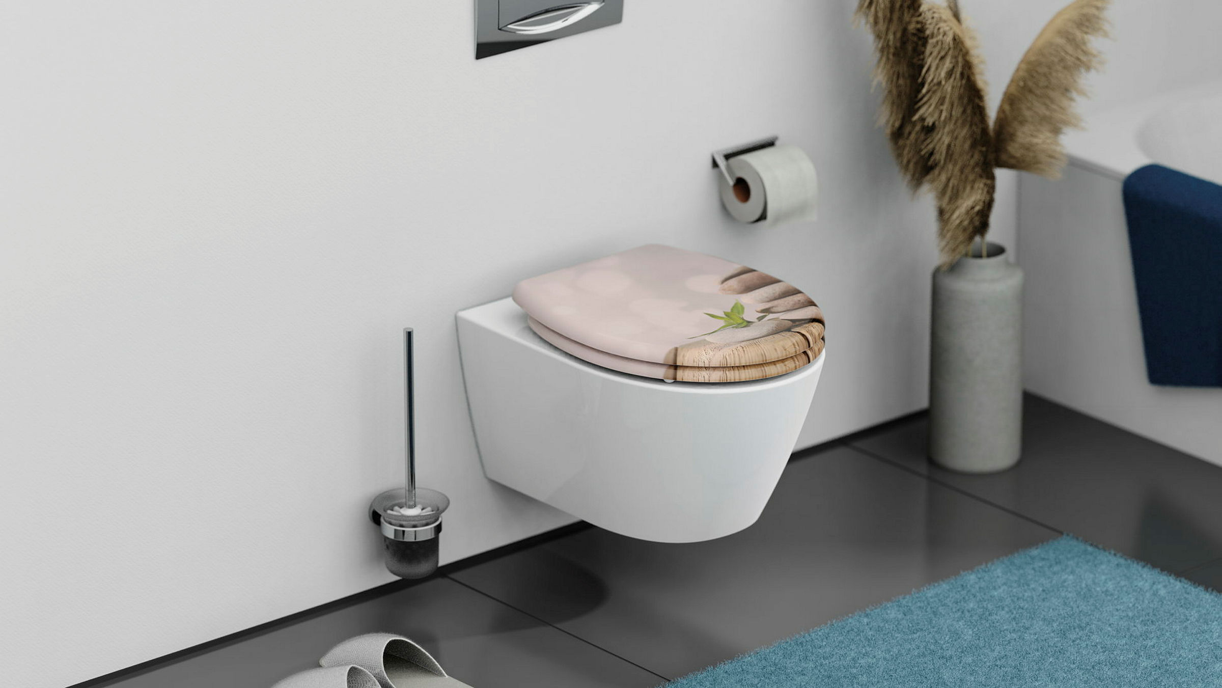 Duroplast WC-Sitz STONE PYRAMID, mit Absenkautomatik und Schnellverschluss
