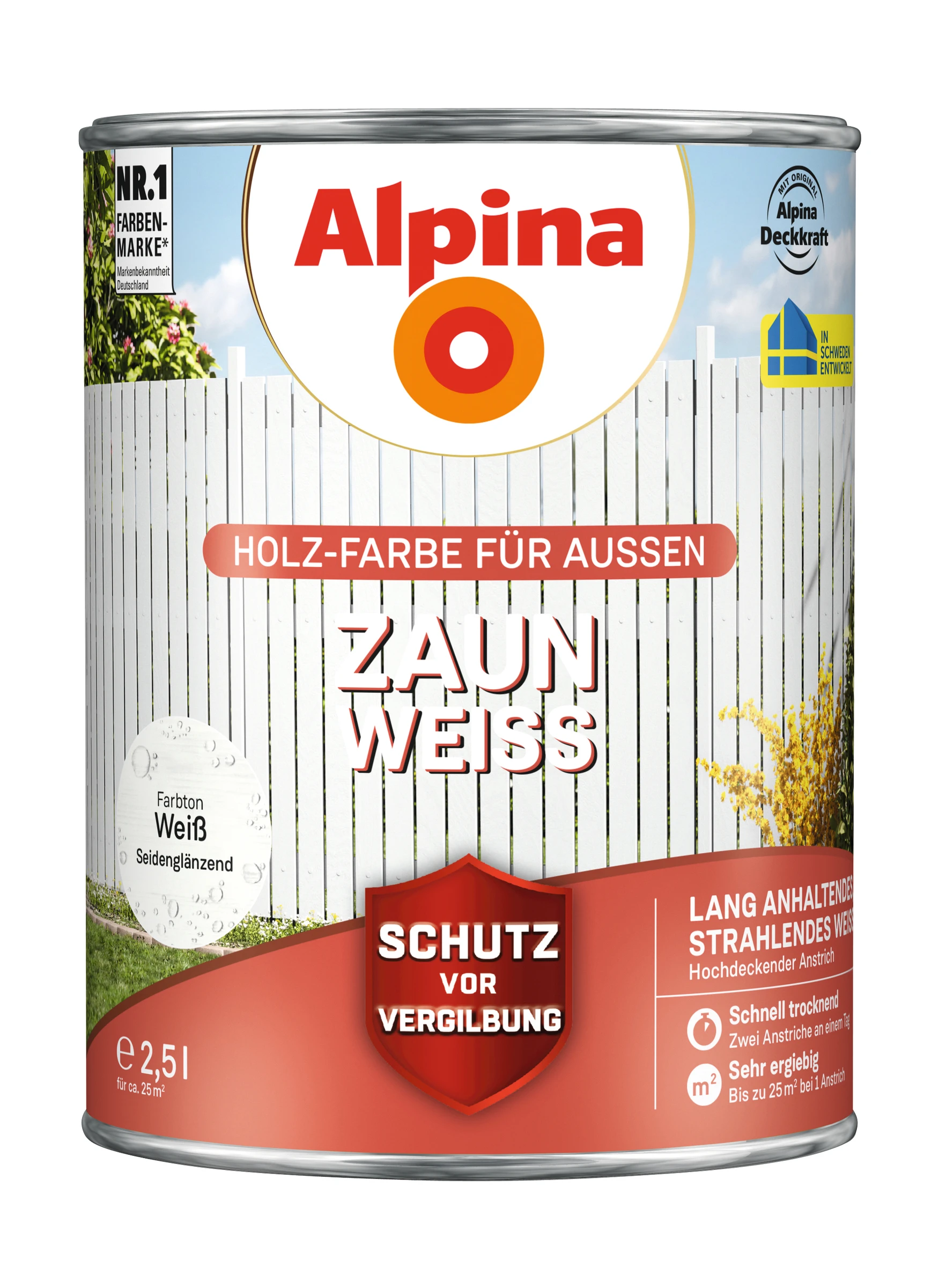 Alpina Zaun-Weiß 2,5 Liter seidenmatt