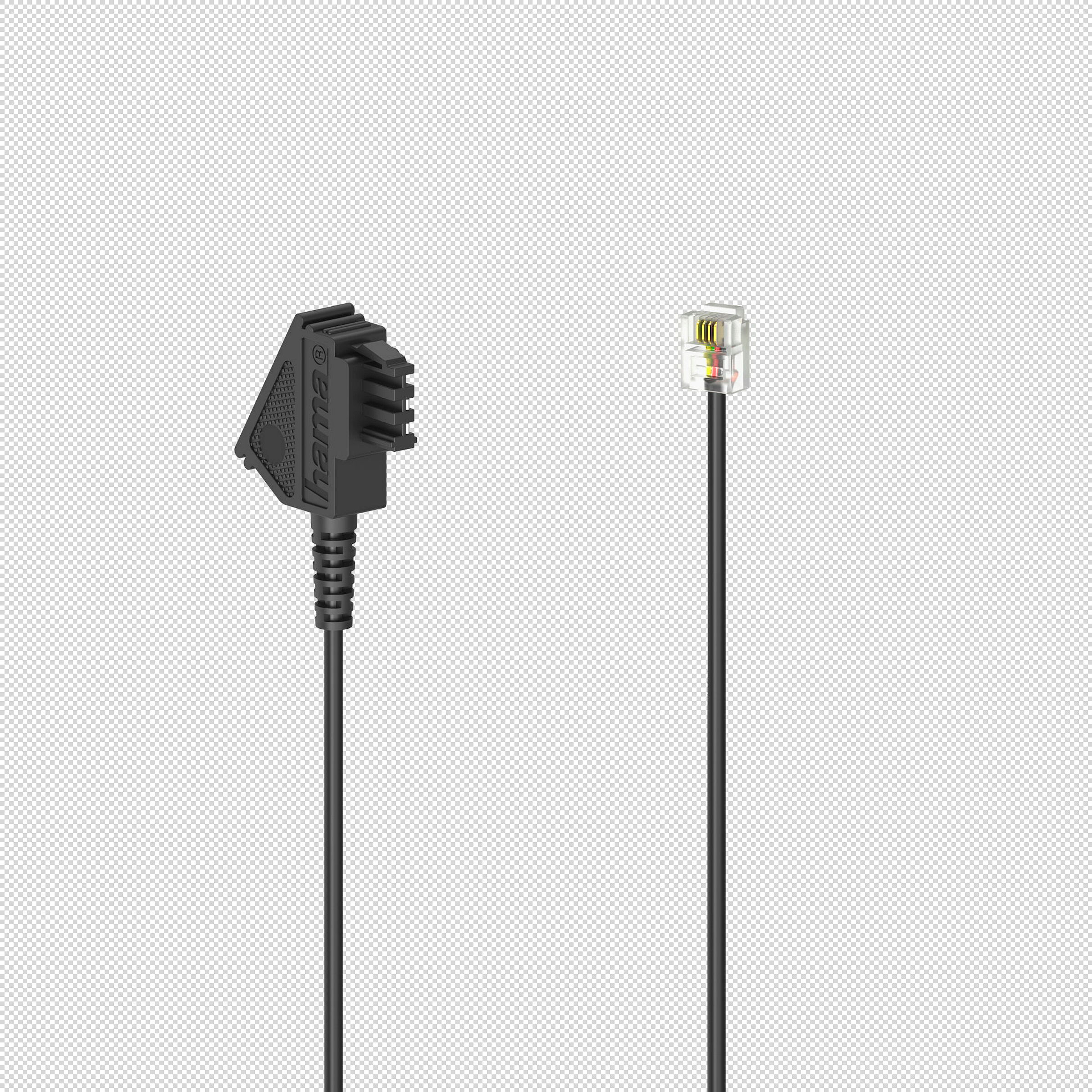 Hama Telefonkabel, TAE-F-Stecker - Modular-Stecker 6p4c, 1,5 m, Schwarz