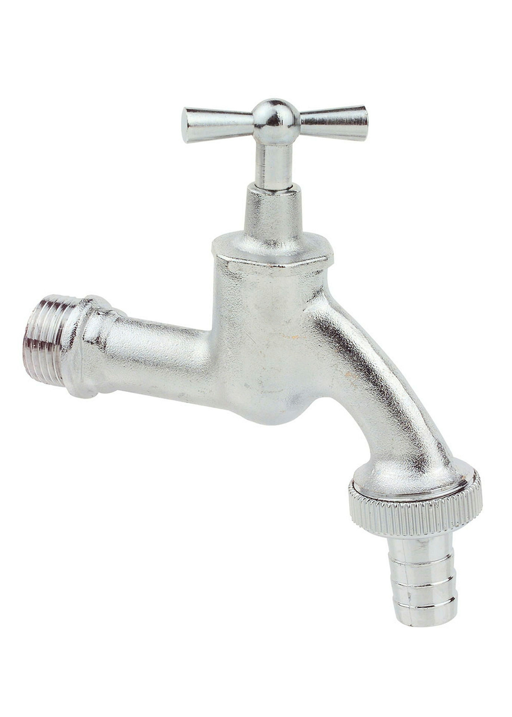 MS Auslaufventil Knebelgriff, Chrom matt, 3/4''AG x 1''AG x 3/4''T