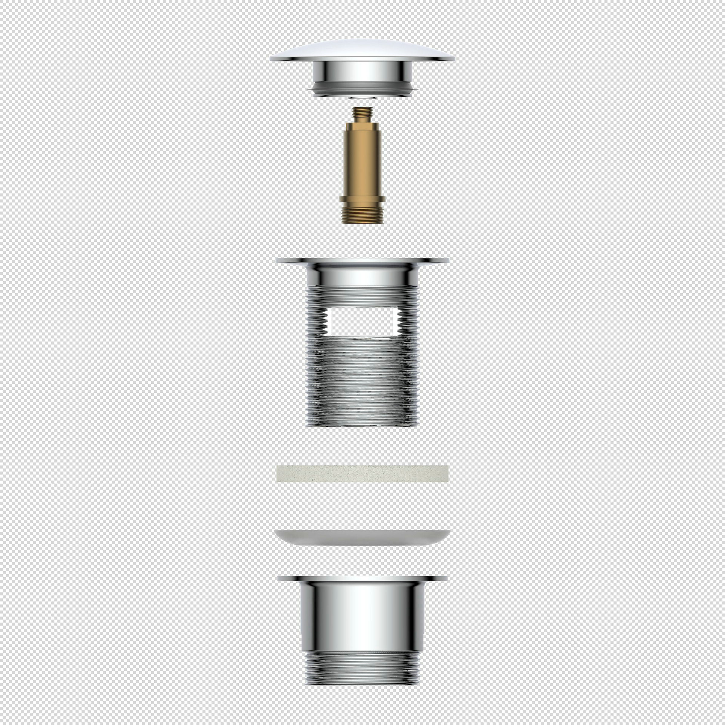 DAV-1WK Ablaufventil, Chrom, 1 1/4'' x 65 mm, mit Überlauf