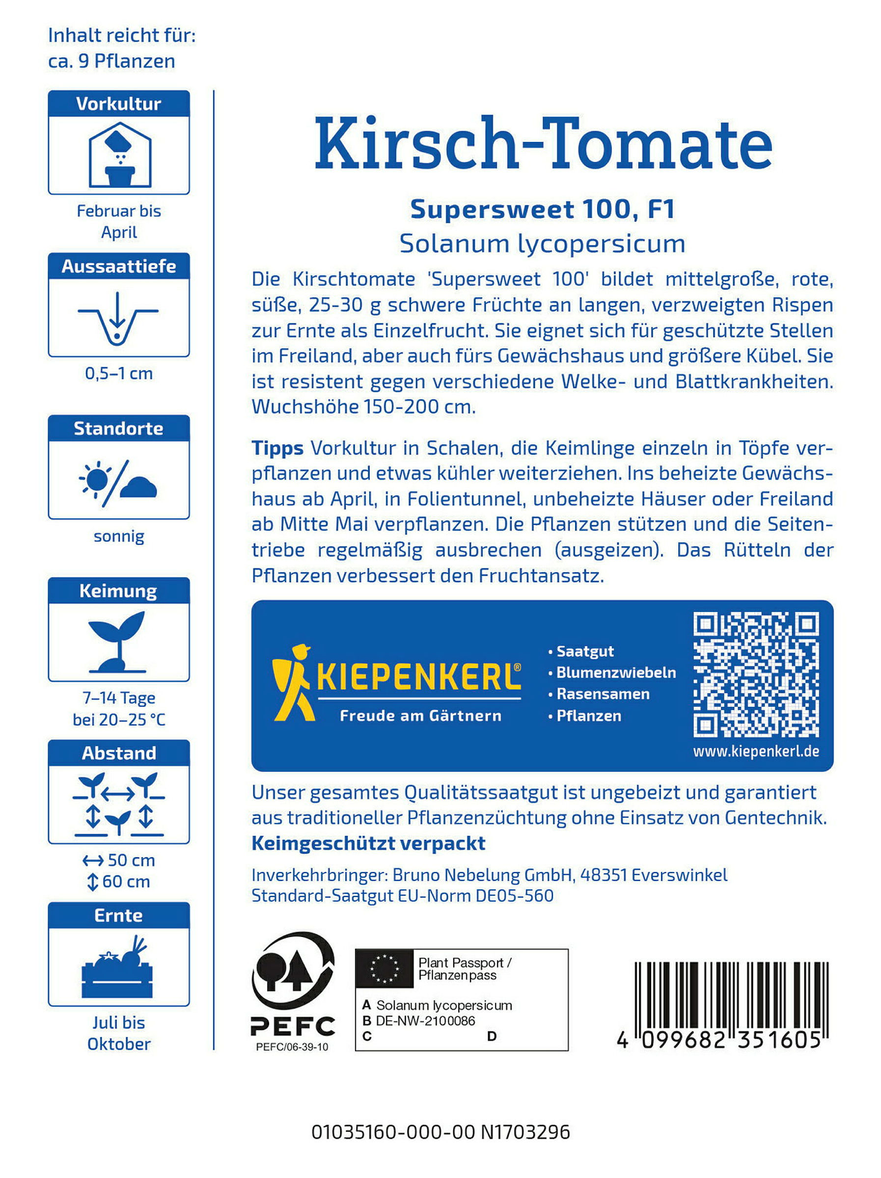 Kiepenkerl Kirsch-Tomate Supersweet 100, F1