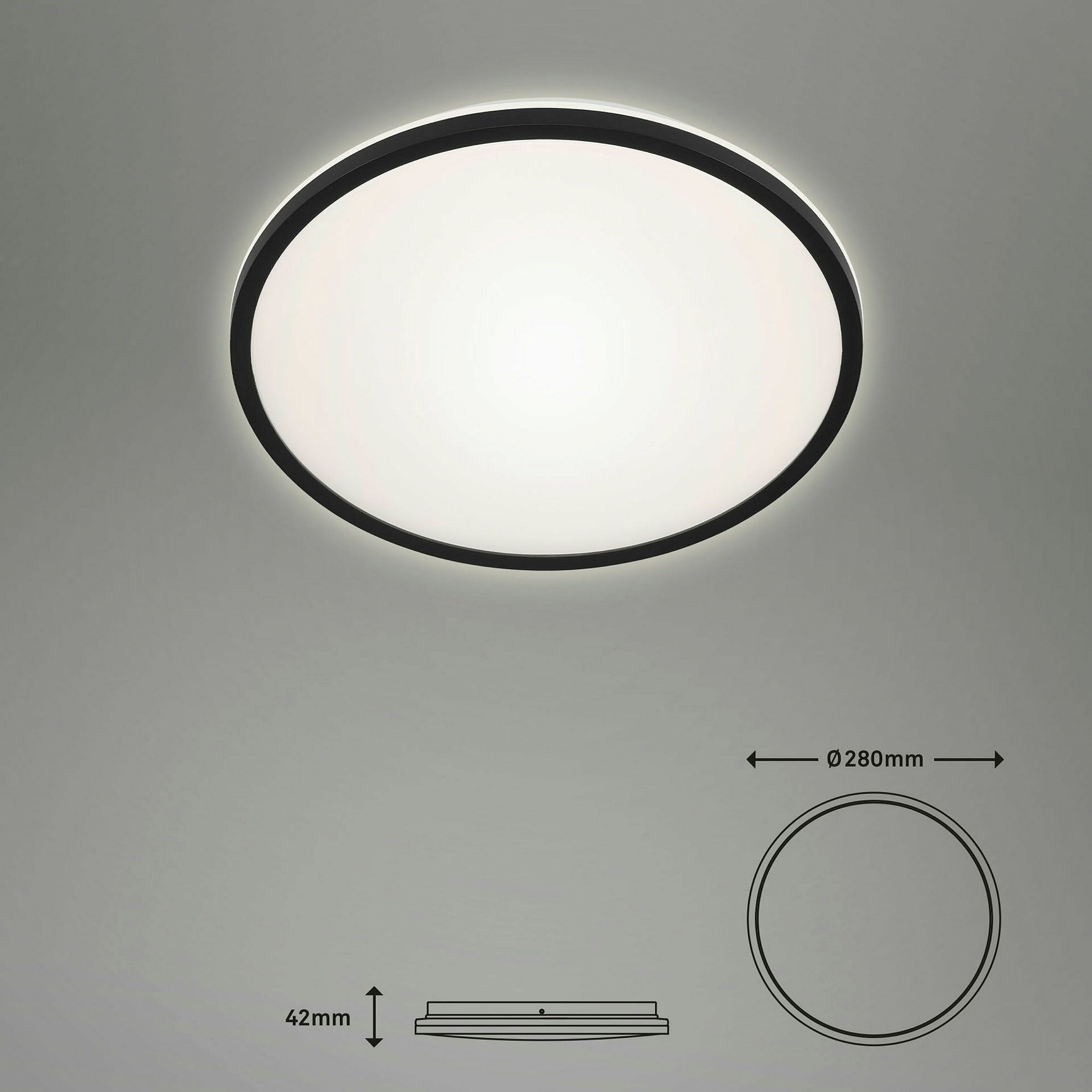 LED Deckenleuchte mit Backlighteffekt, schwarz, 1xLED/15W