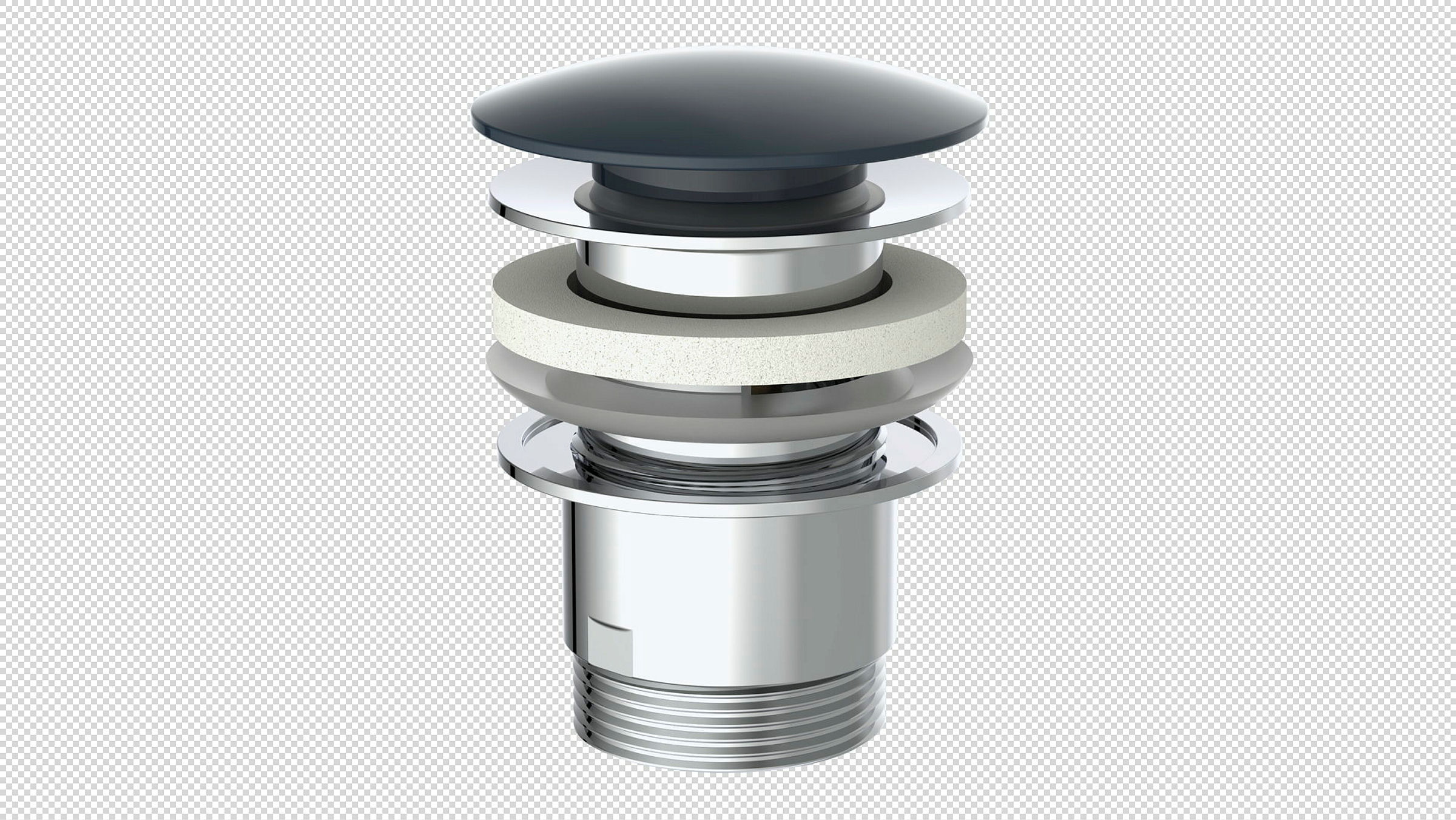 Design-Ablaufventil, Kappe Schwarz matt, 1 1/4'' x 65 mm, mit Überlauf